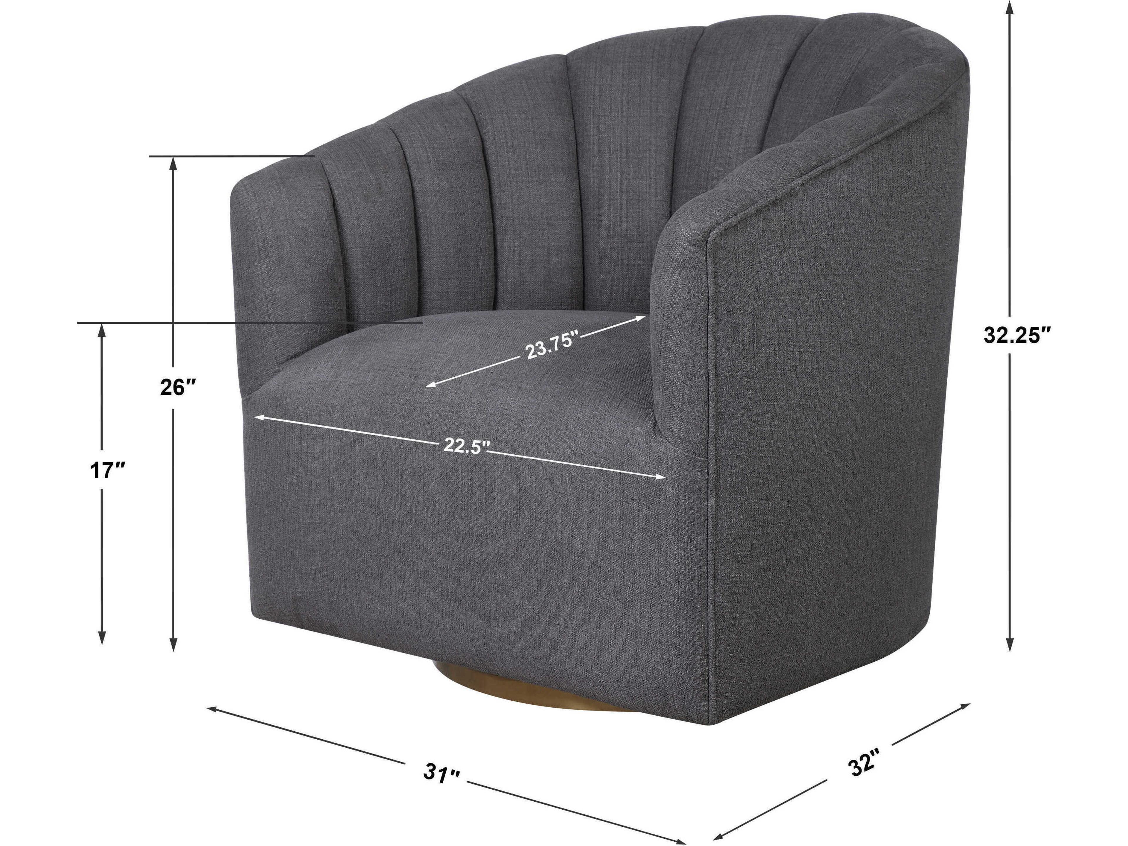 Uttermost Cuthbert Swivel Gray Fabric Tufted Accent Chair