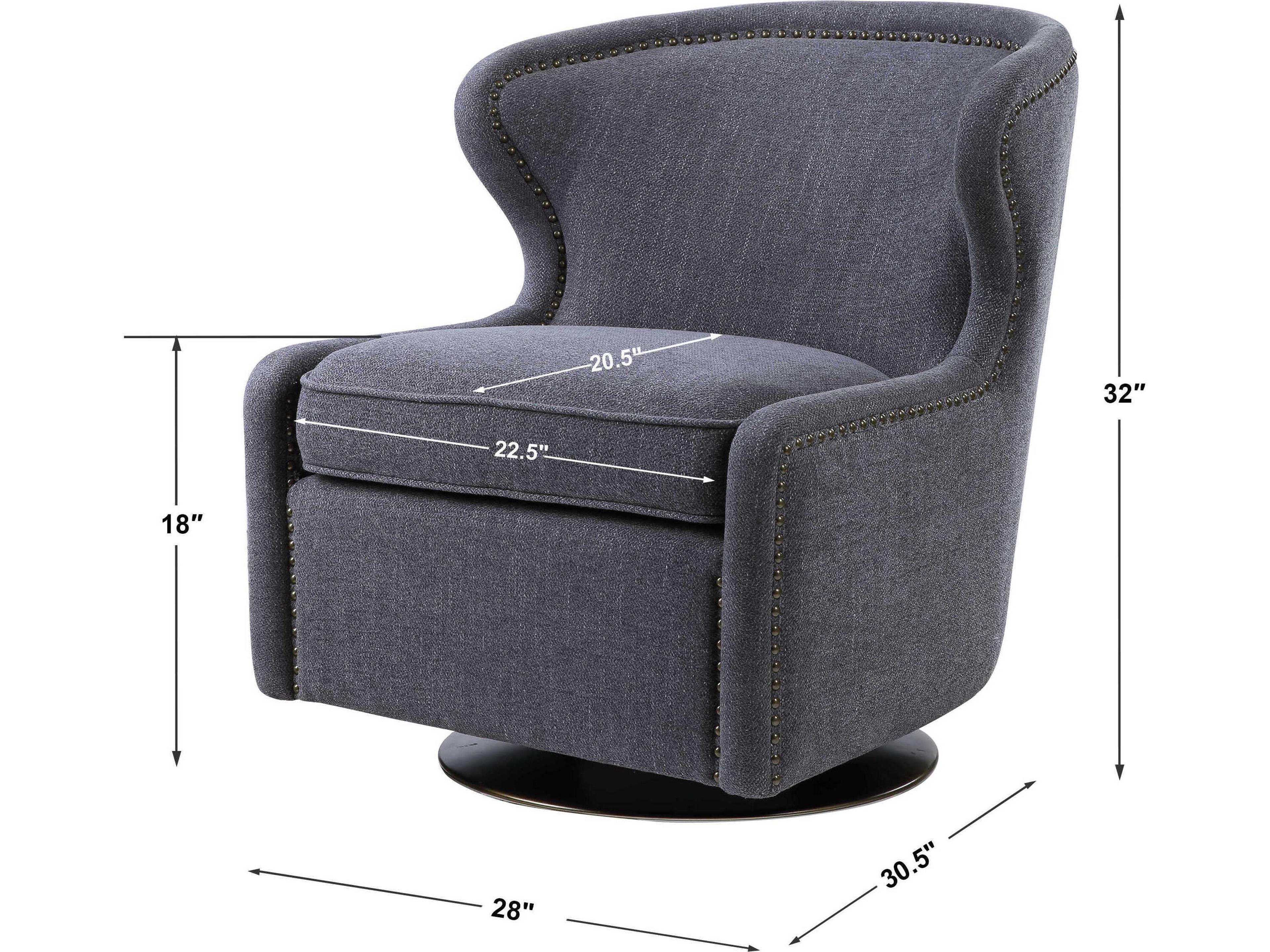 Uttermost Biscay Swivel Gray Fabric Accent Chair