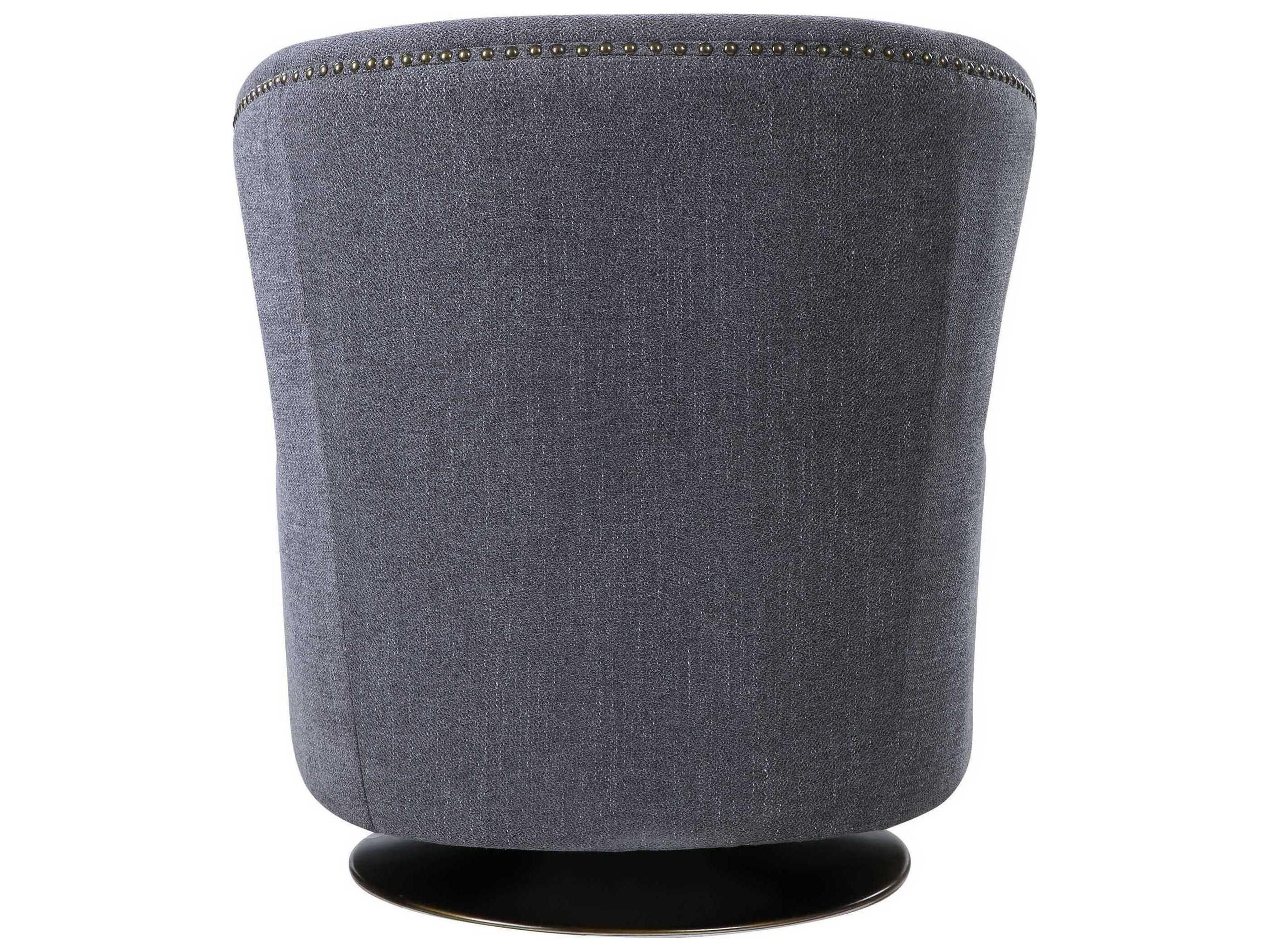 Uttermost Biscay Swivel Gray Fabric Accent Chair