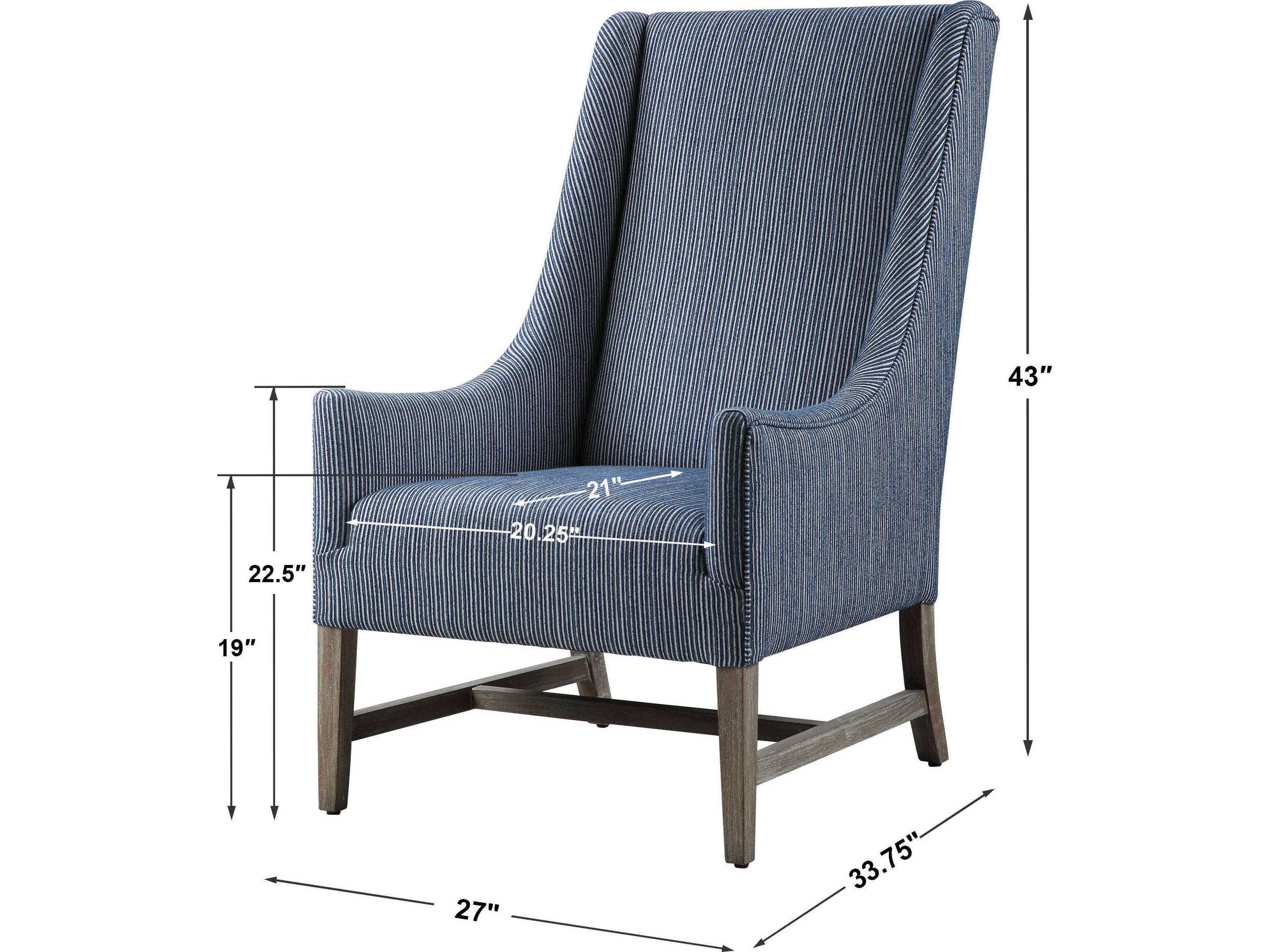 Uttermost Galiot Blue Fabric Accent Chair