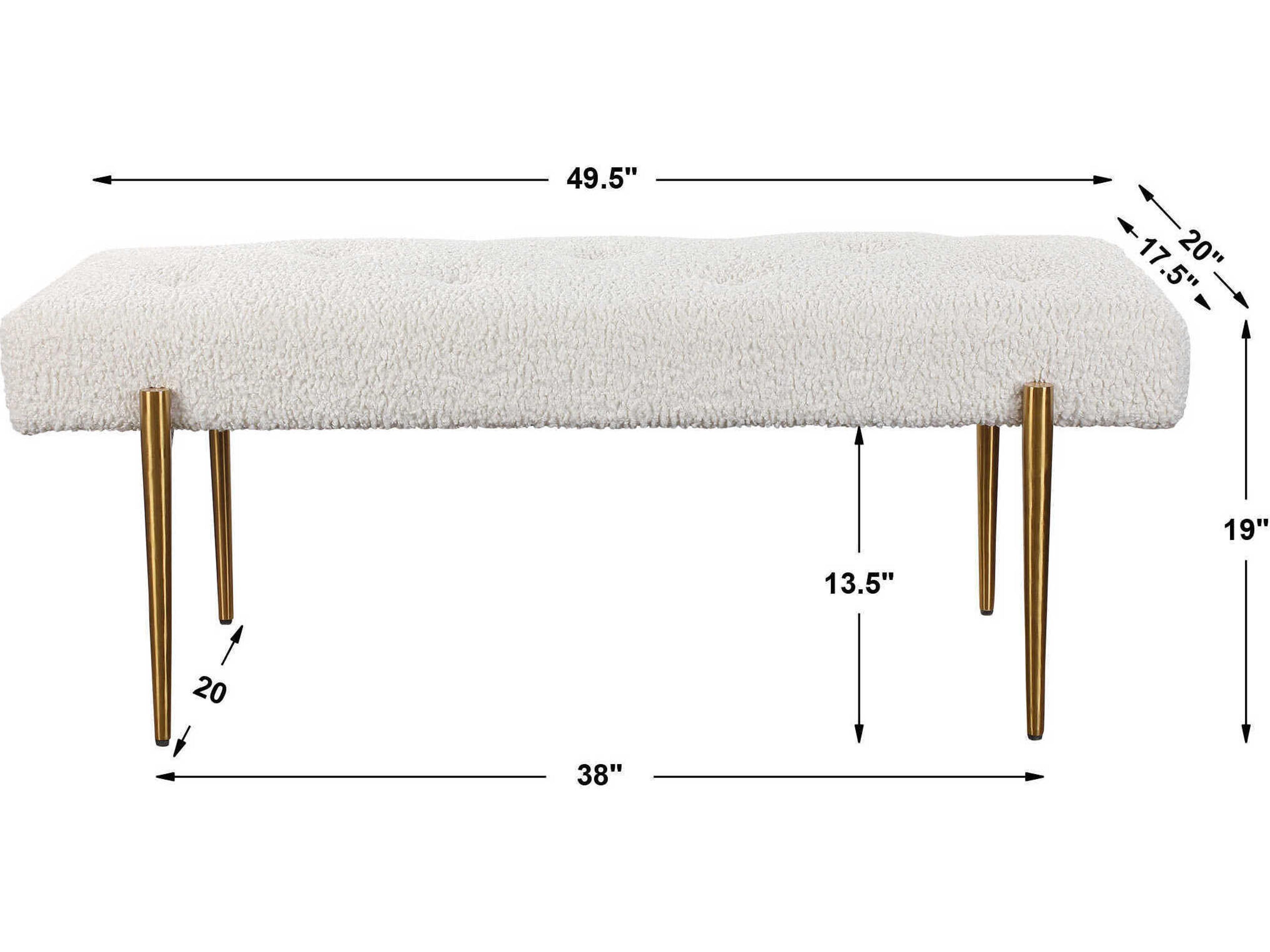 Uttermost Olivier White Upholstered Accent Bench