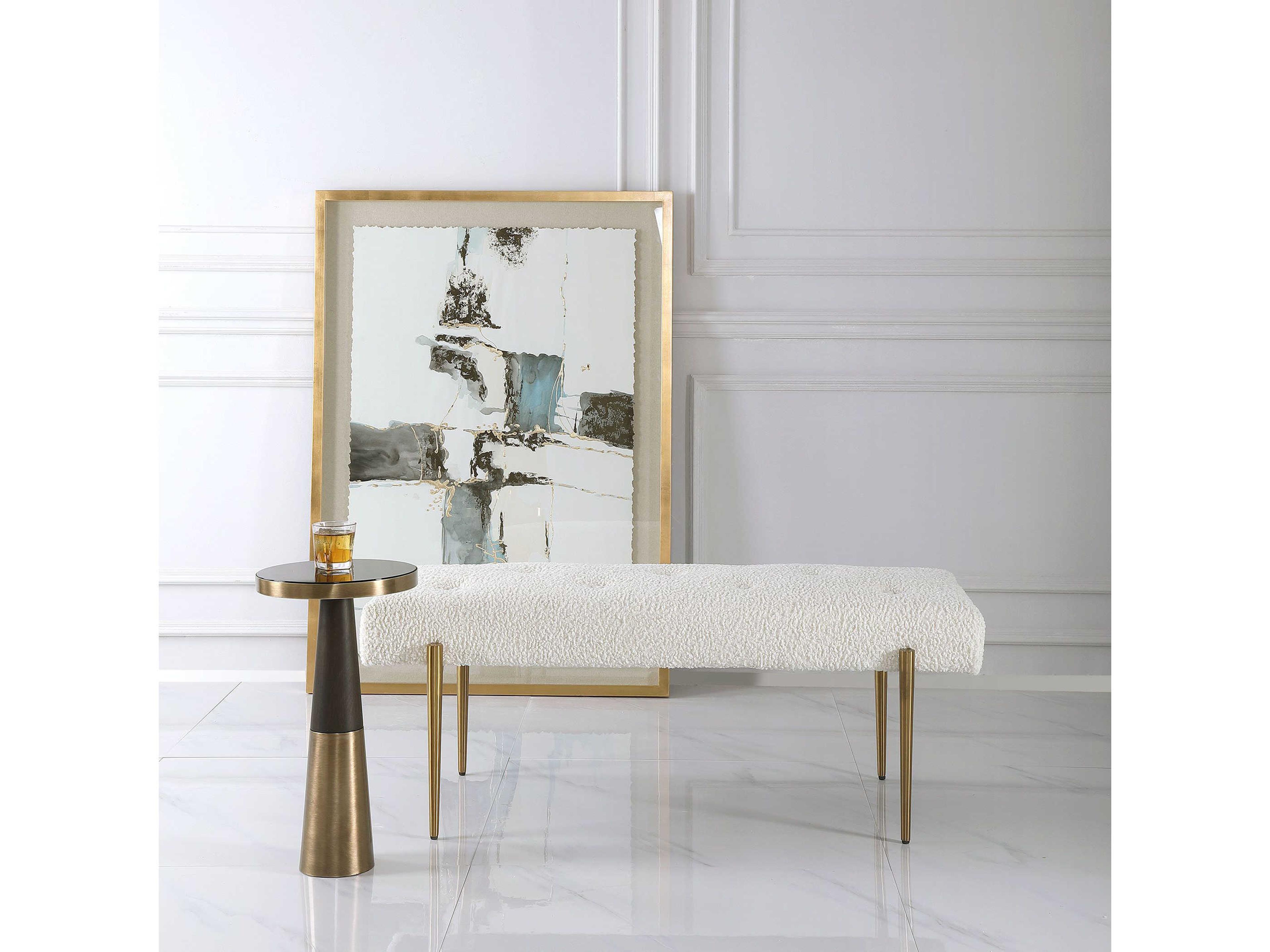 Uttermost Olivier White Upholstered Accent Bench
