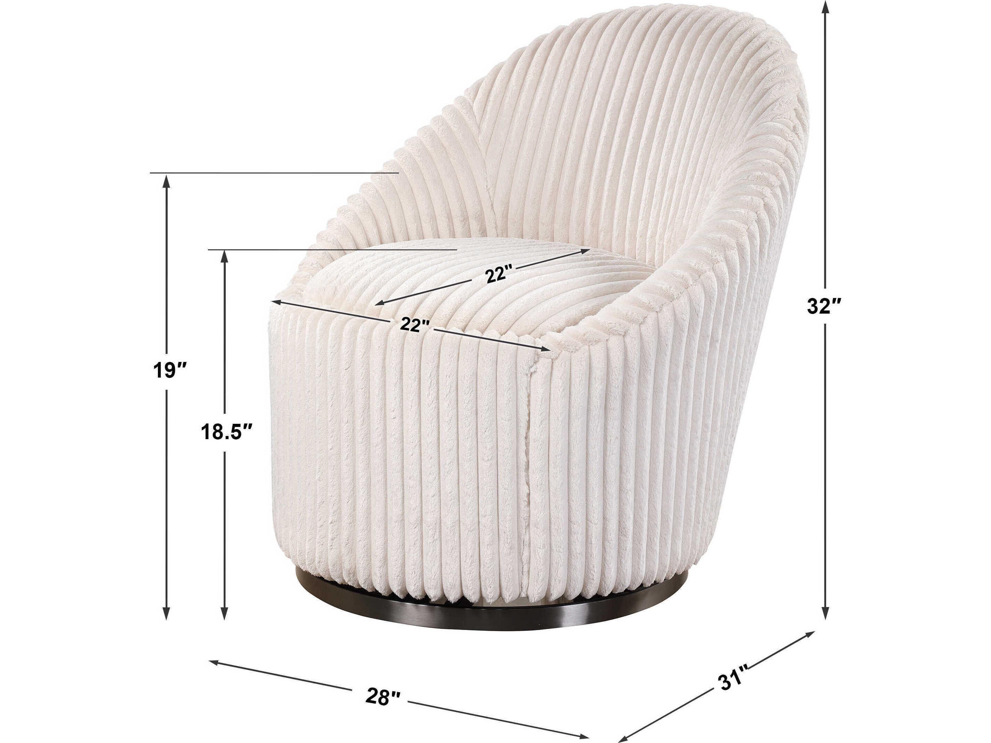 Uttermost Crue Swivel White Fabric Accent Chair