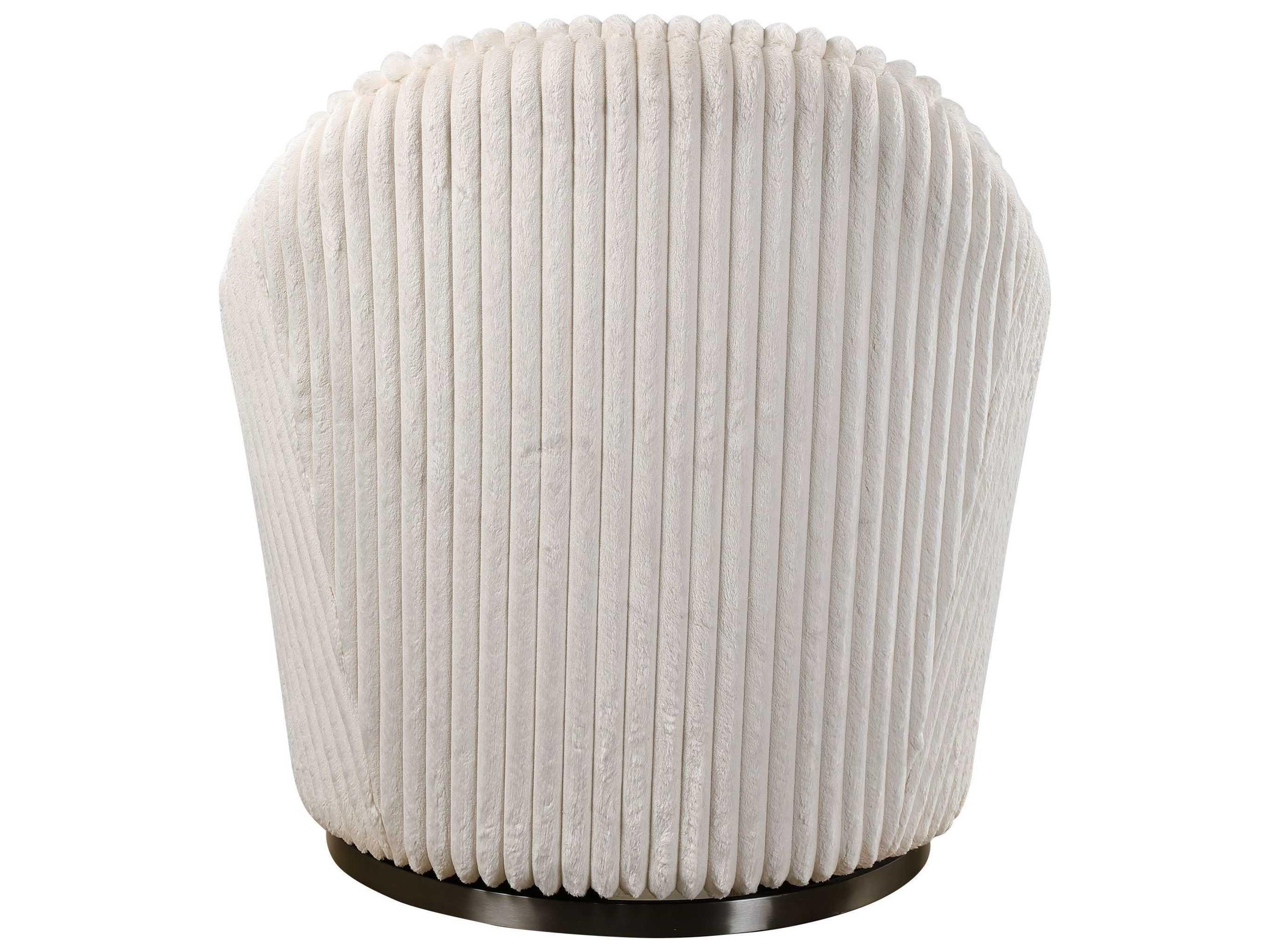 Uttermost Crue Swivel White Fabric Accent Chair