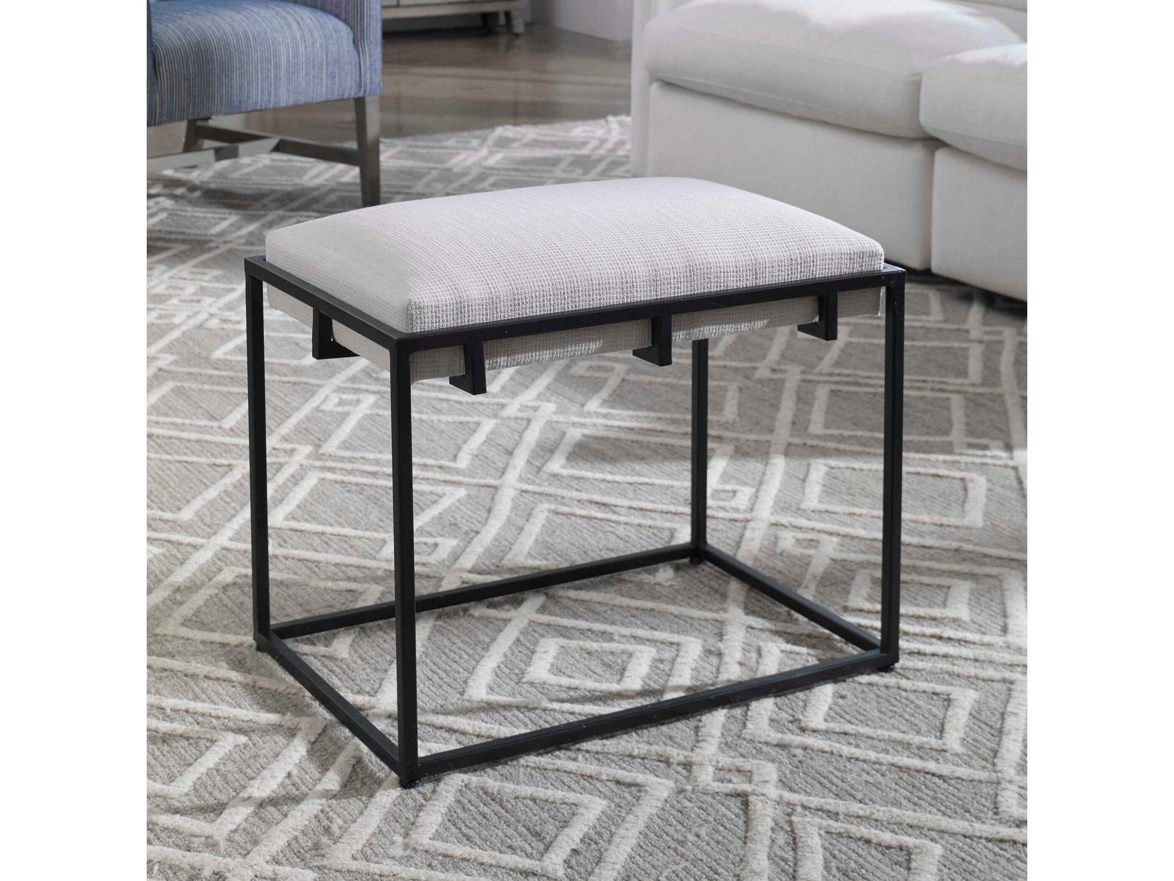 Uttermost Paradox Crisp White Upholstered Accent Bench