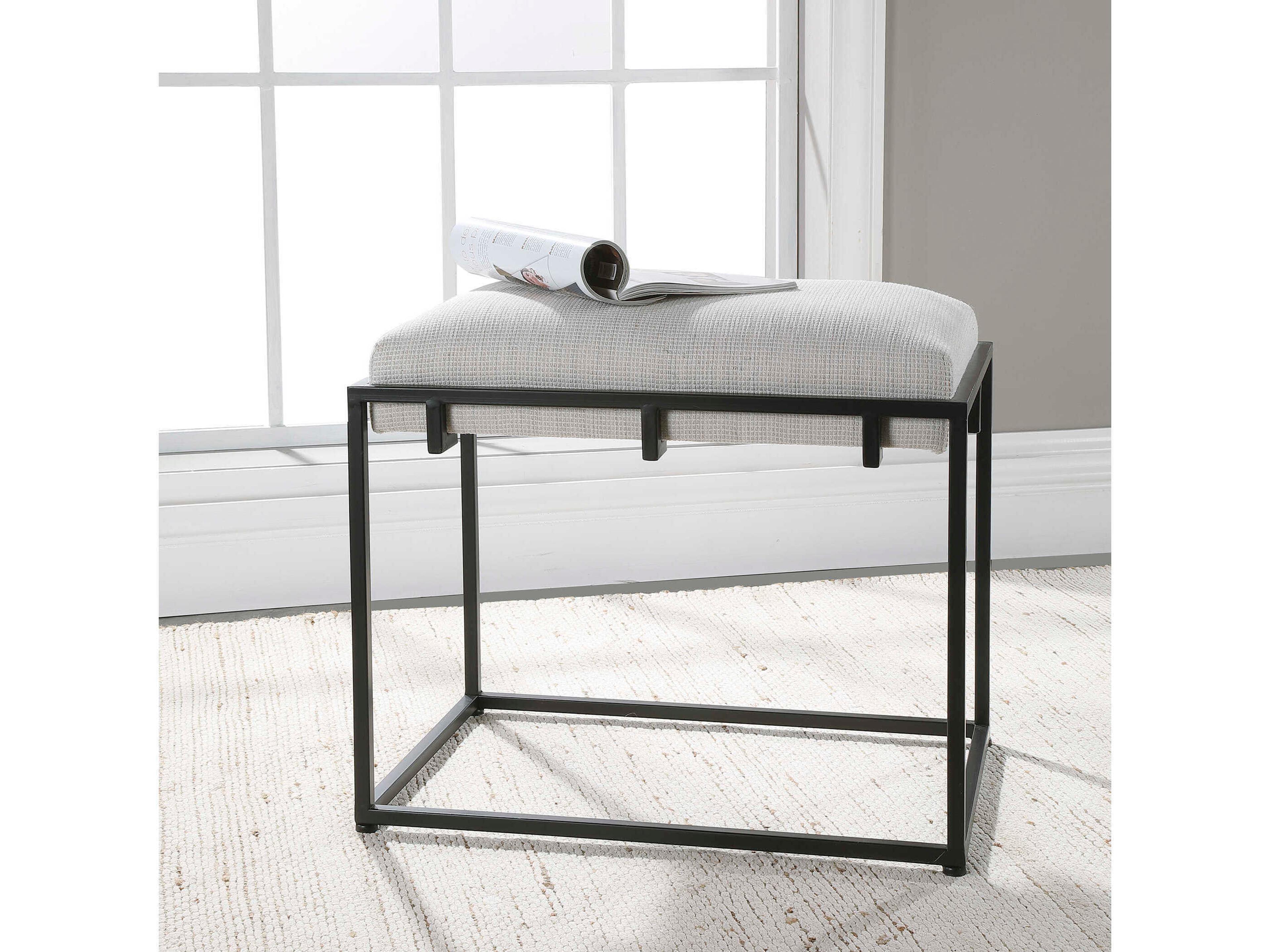 Uttermost Paradox Crisp White Upholstered Accent Bench