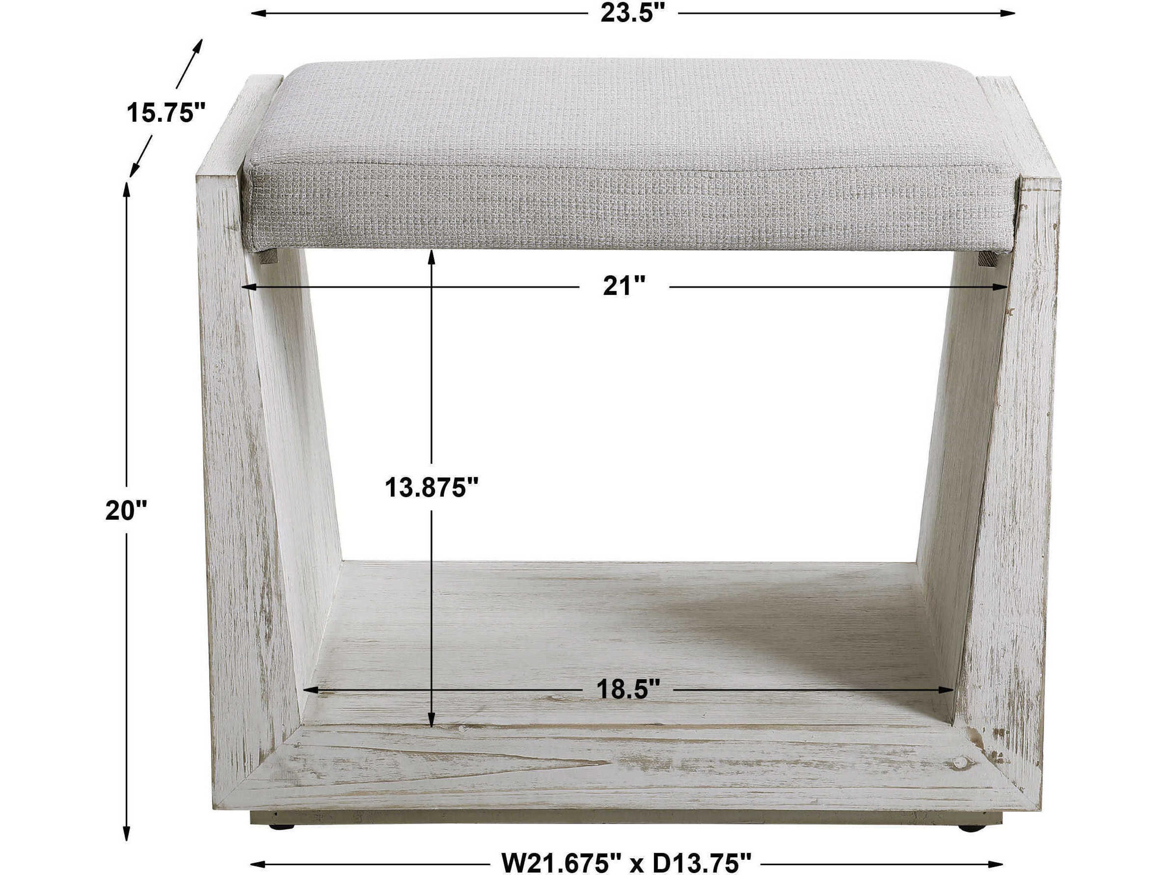 Uttermost Cabana White Upholstered Accent Bench