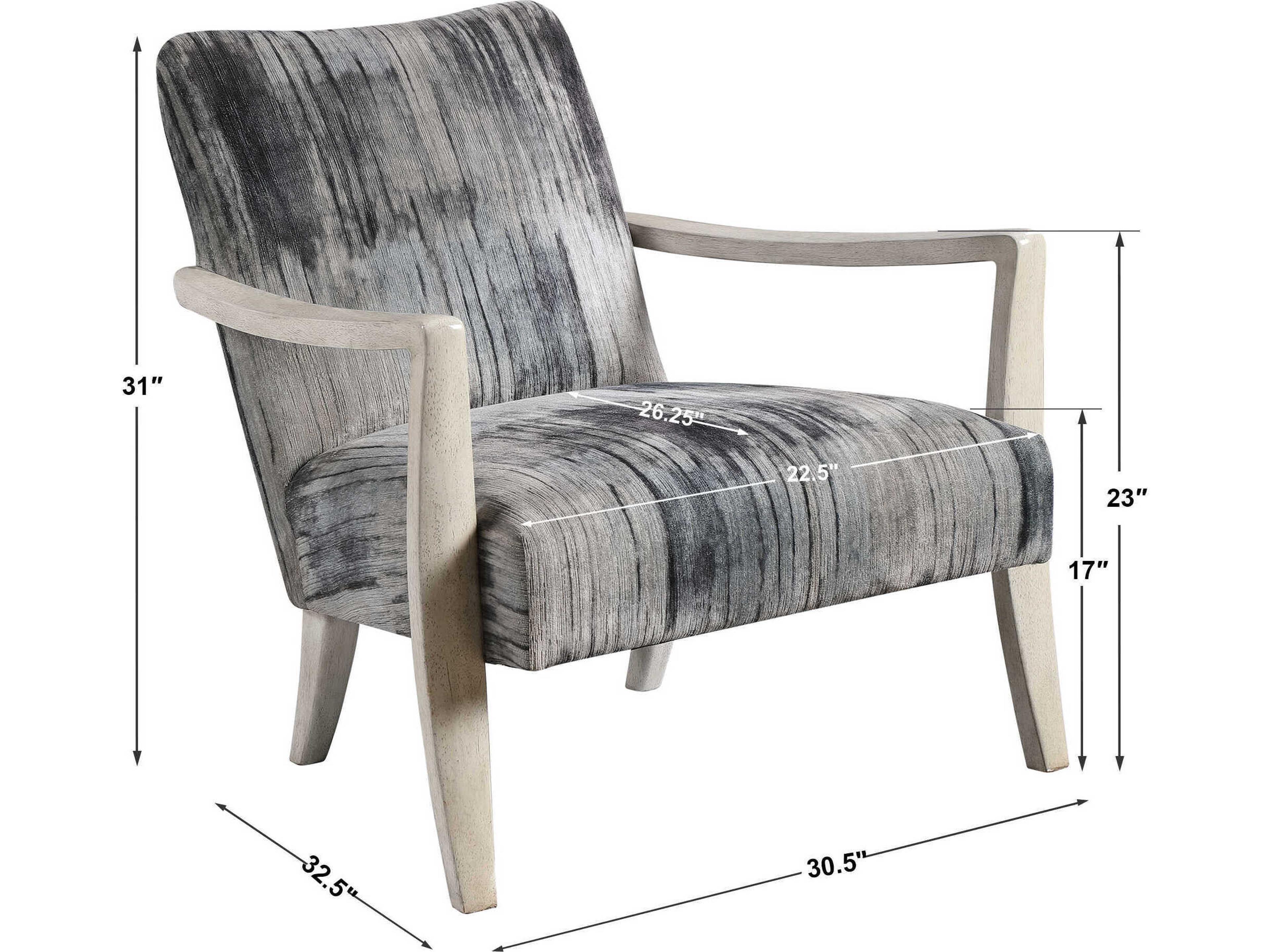 Uttermost Watercolor Gray Fabric Accent Chair