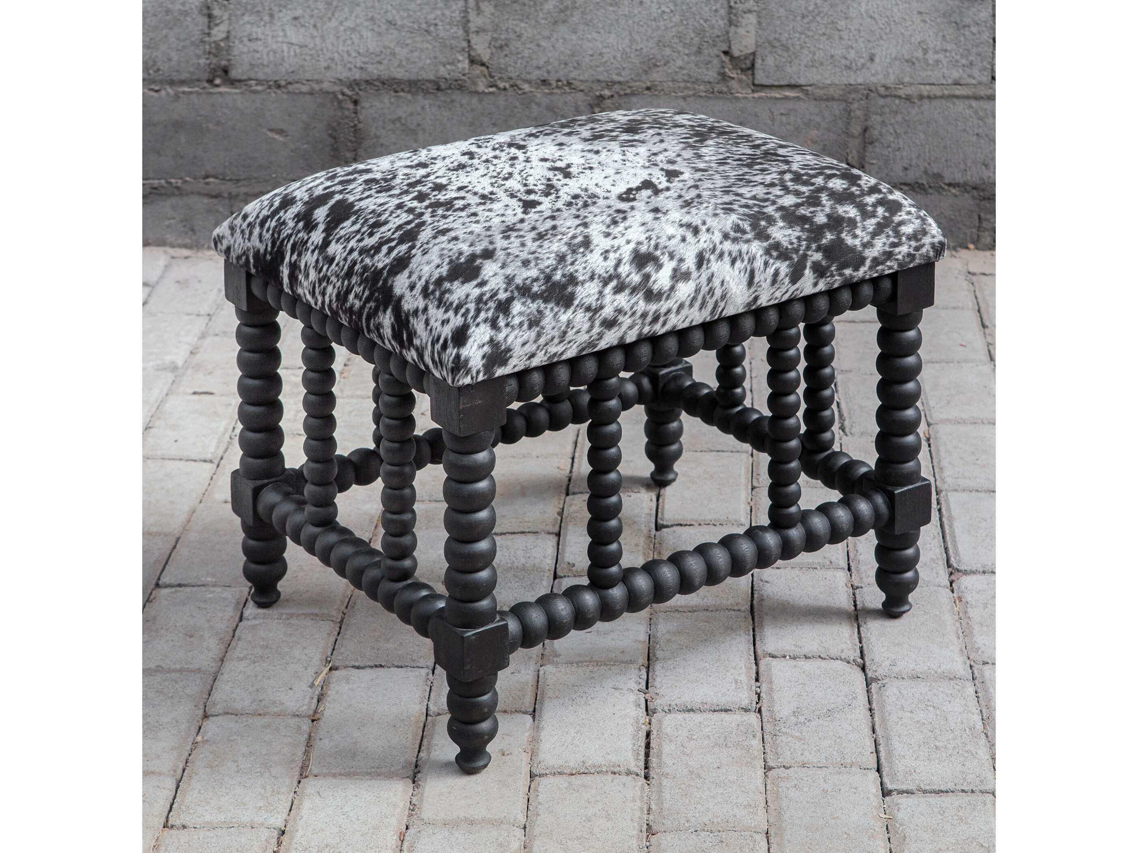 Uttermost Rancho Charcoal Gray White Upholstered Accent Bench
