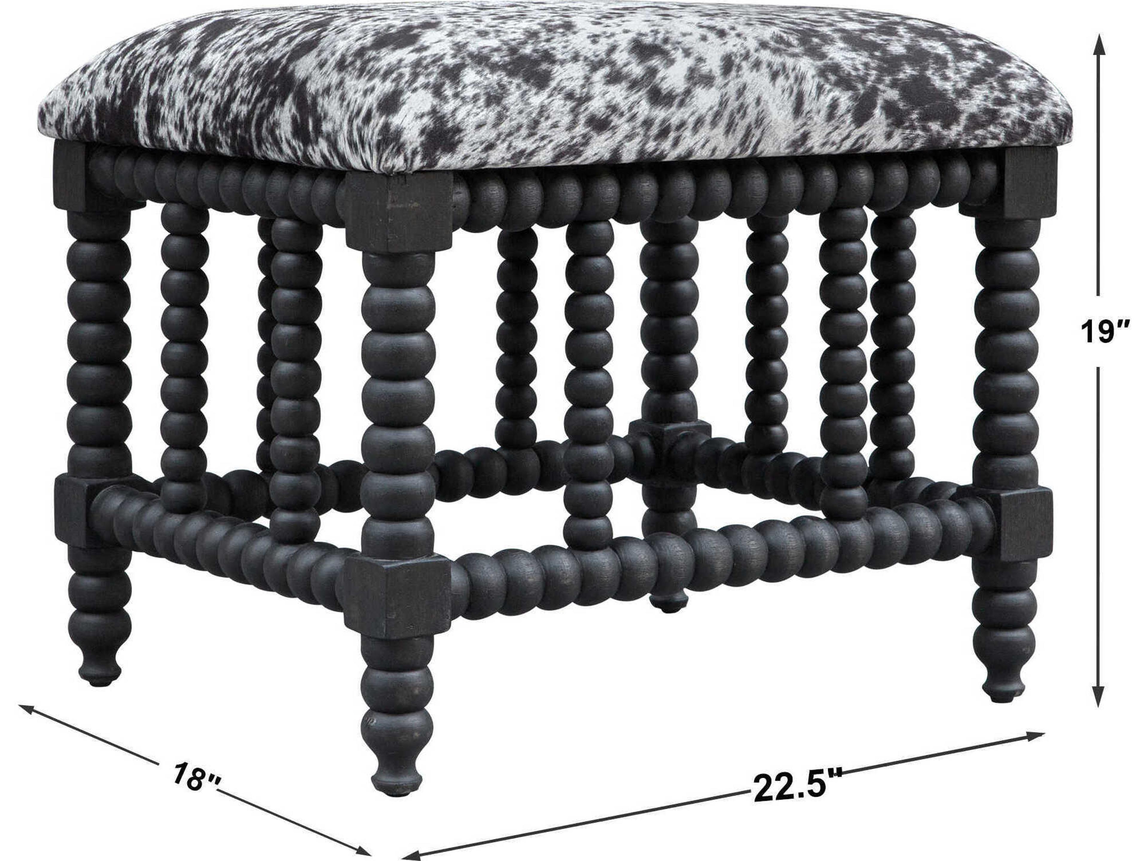 Uttermost Rancho Charcoal Gray White Upholstered Accent Bench