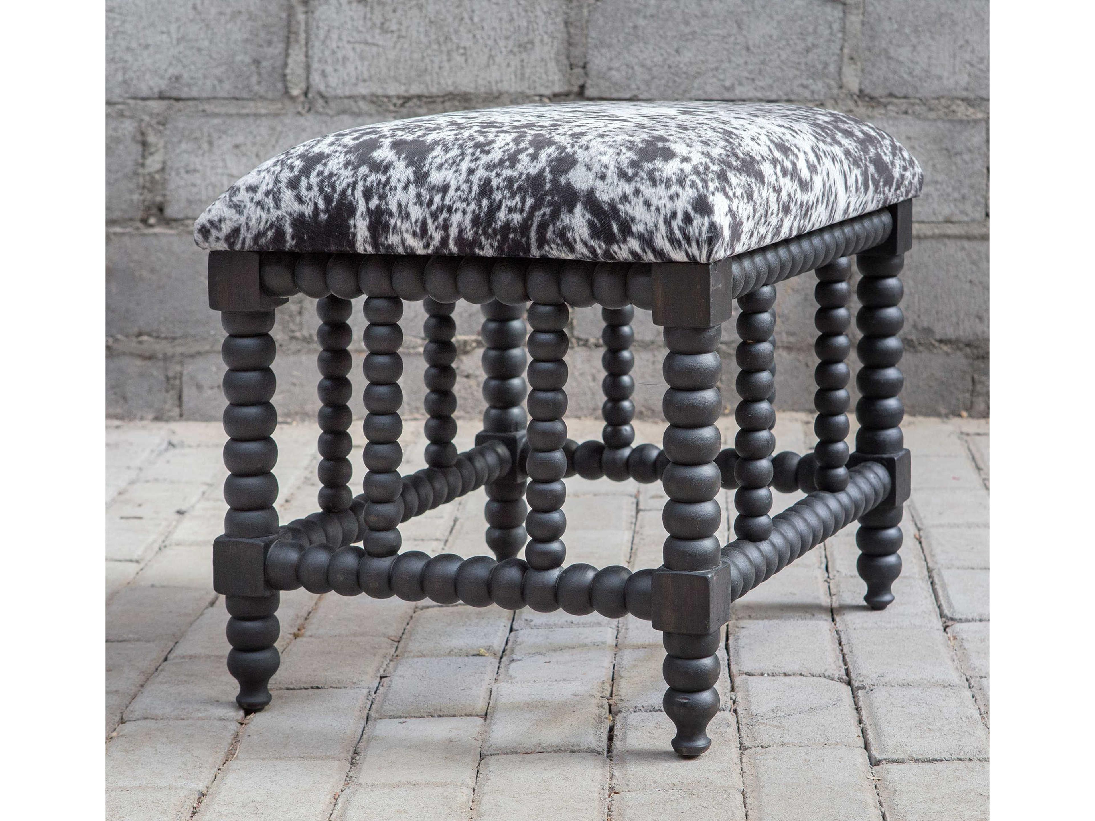 Uttermost Rancho Charcoal Gray White Upholstered Accent Bench