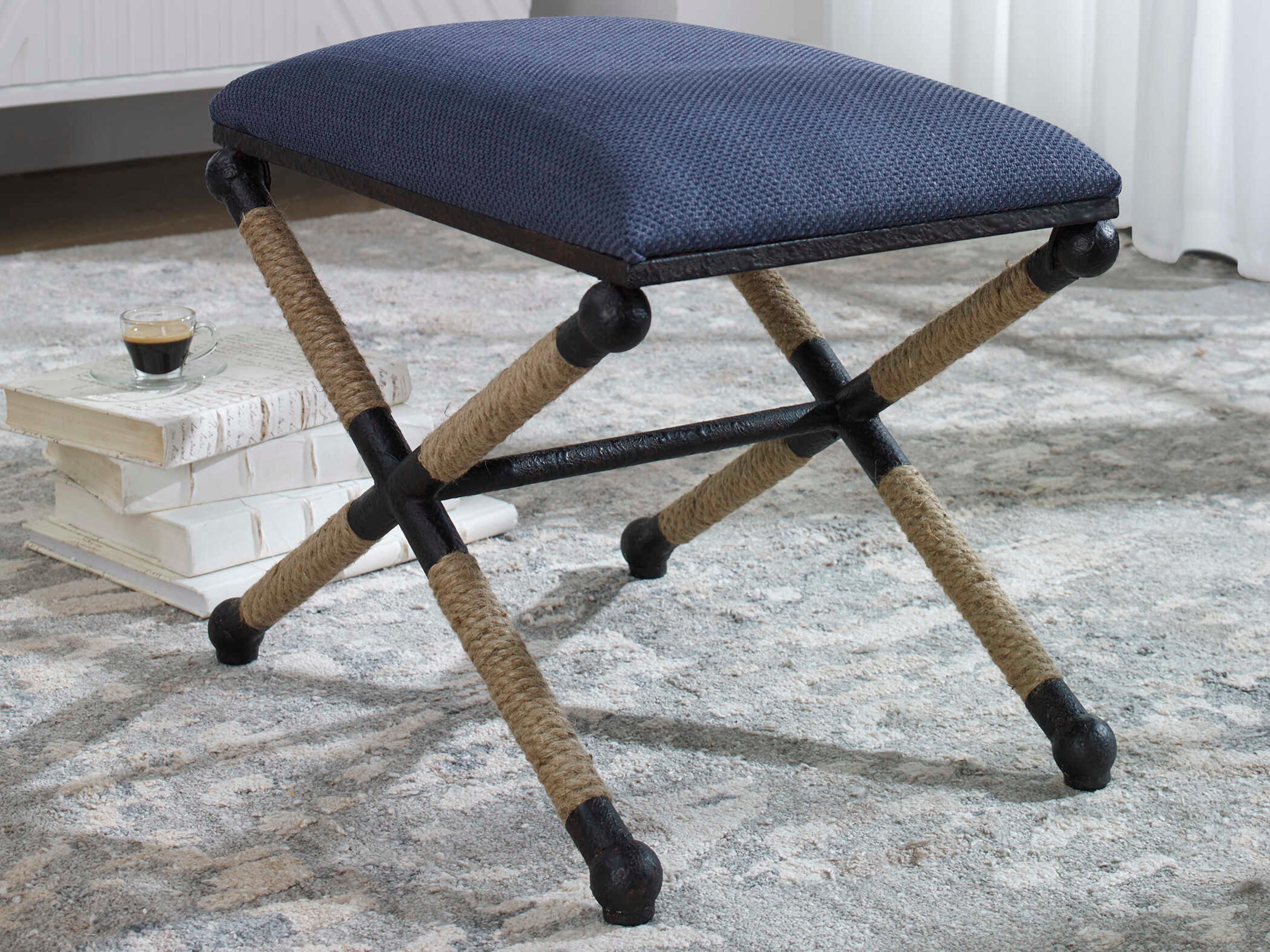 Uttermost Firth Navy Blue Upholstered Accent Bench