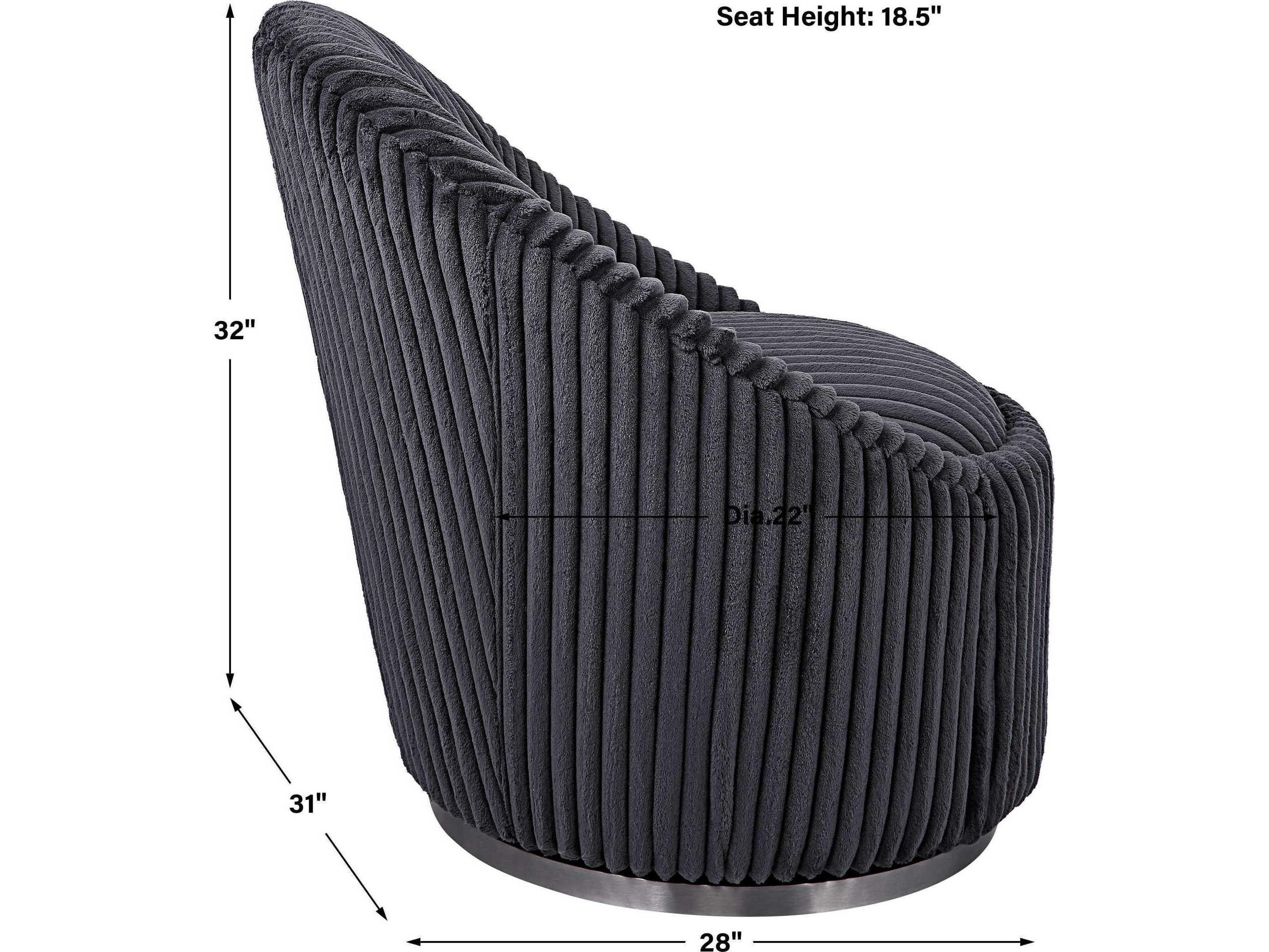 Uttermost Crue Swivel Gray Fabric Accent Chair