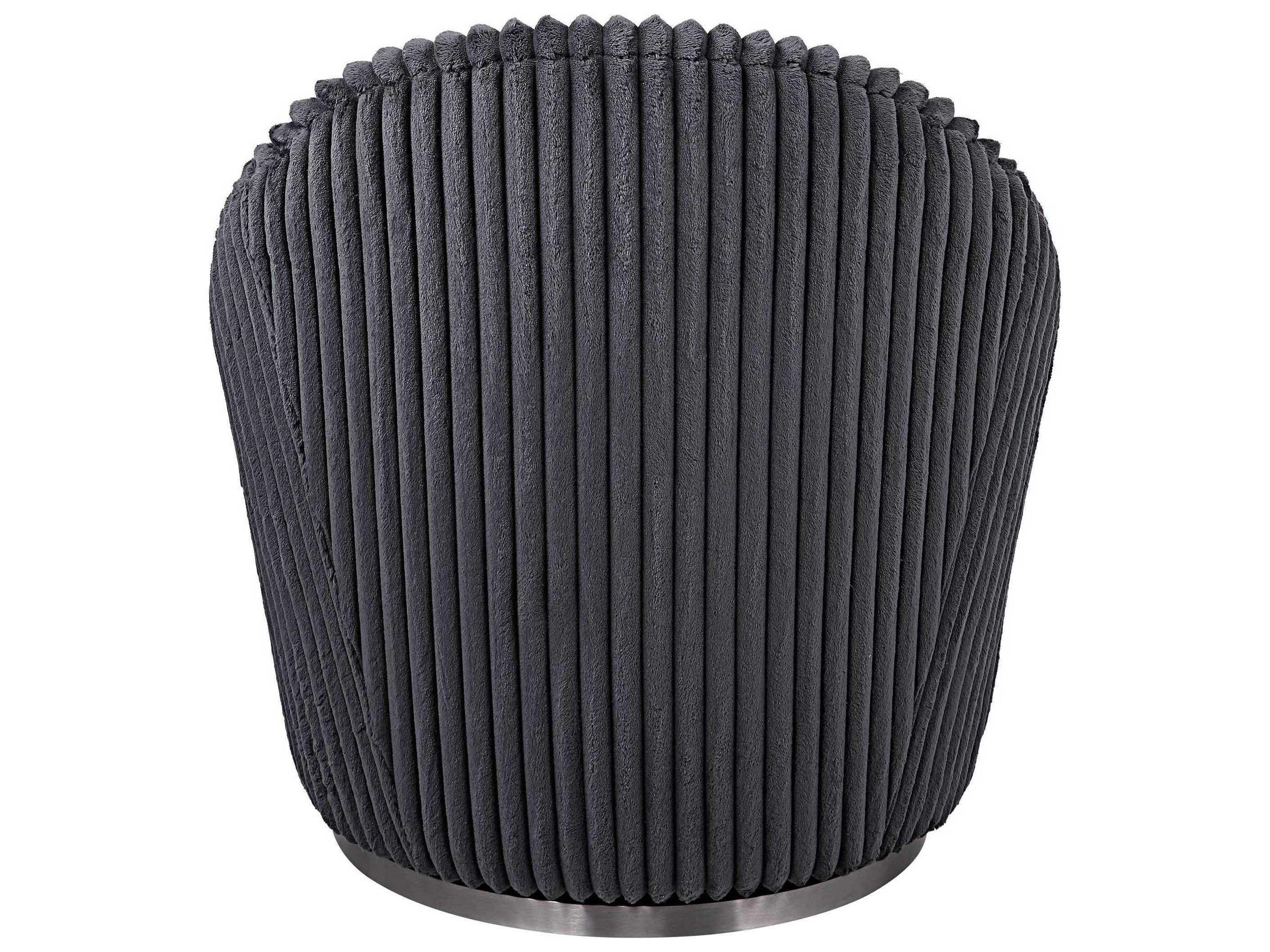 Uttermost Crue Swivel Gray Fabric Accent Chair