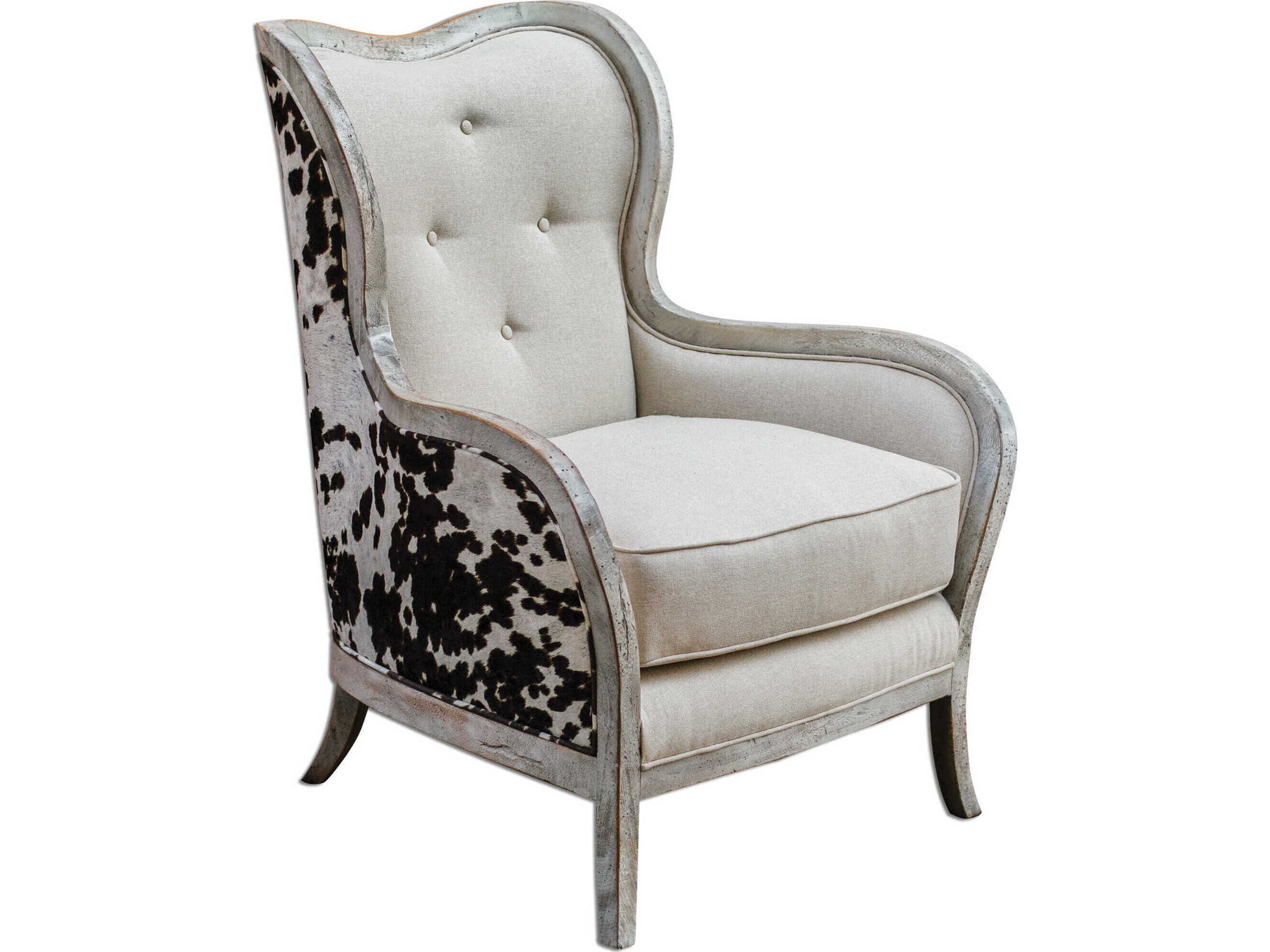 Uttermost Chalina White Fabric Tufted Accent Chair