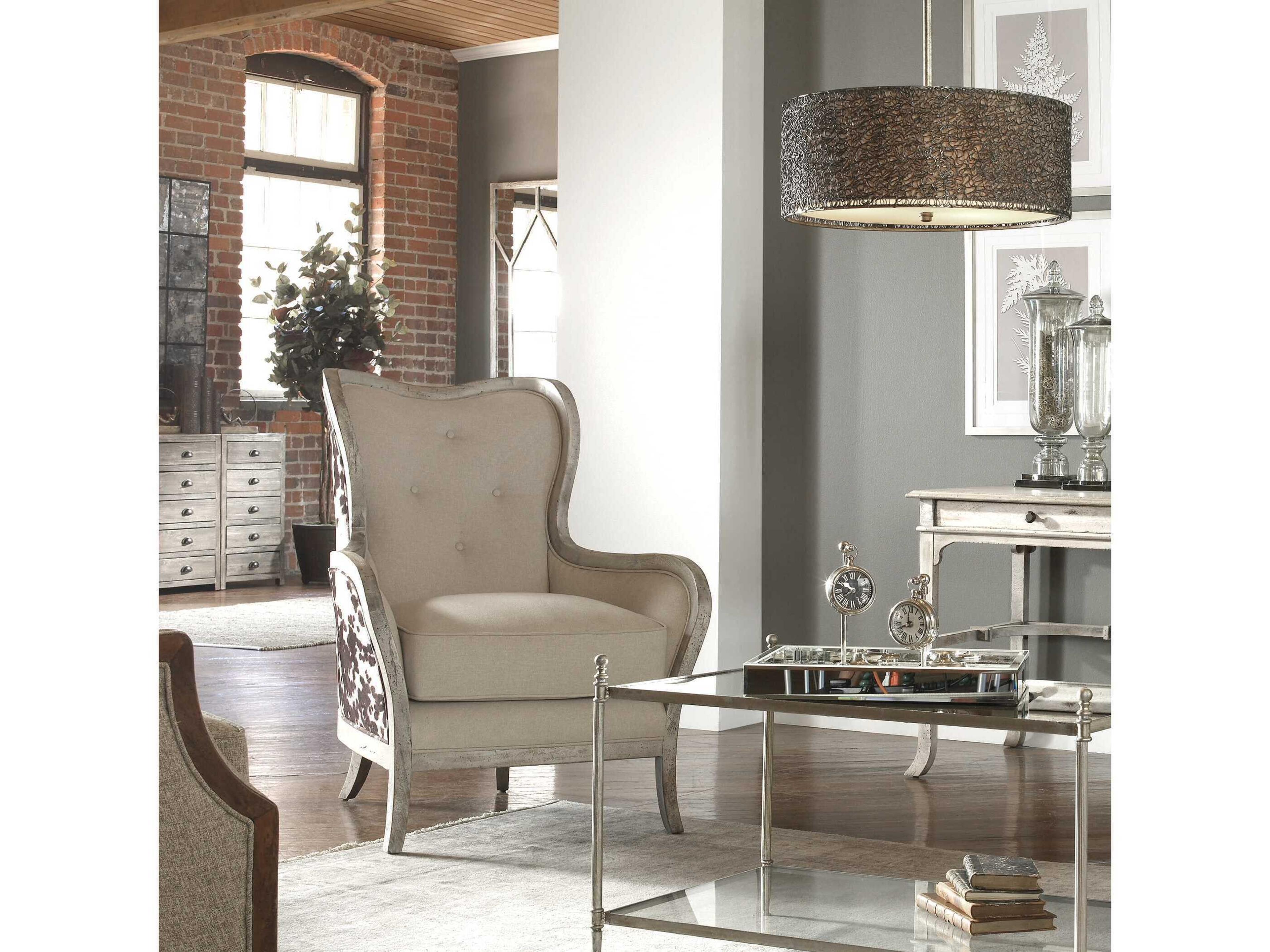 Uttermost Chalina White Fabric Tufted Accent Chair