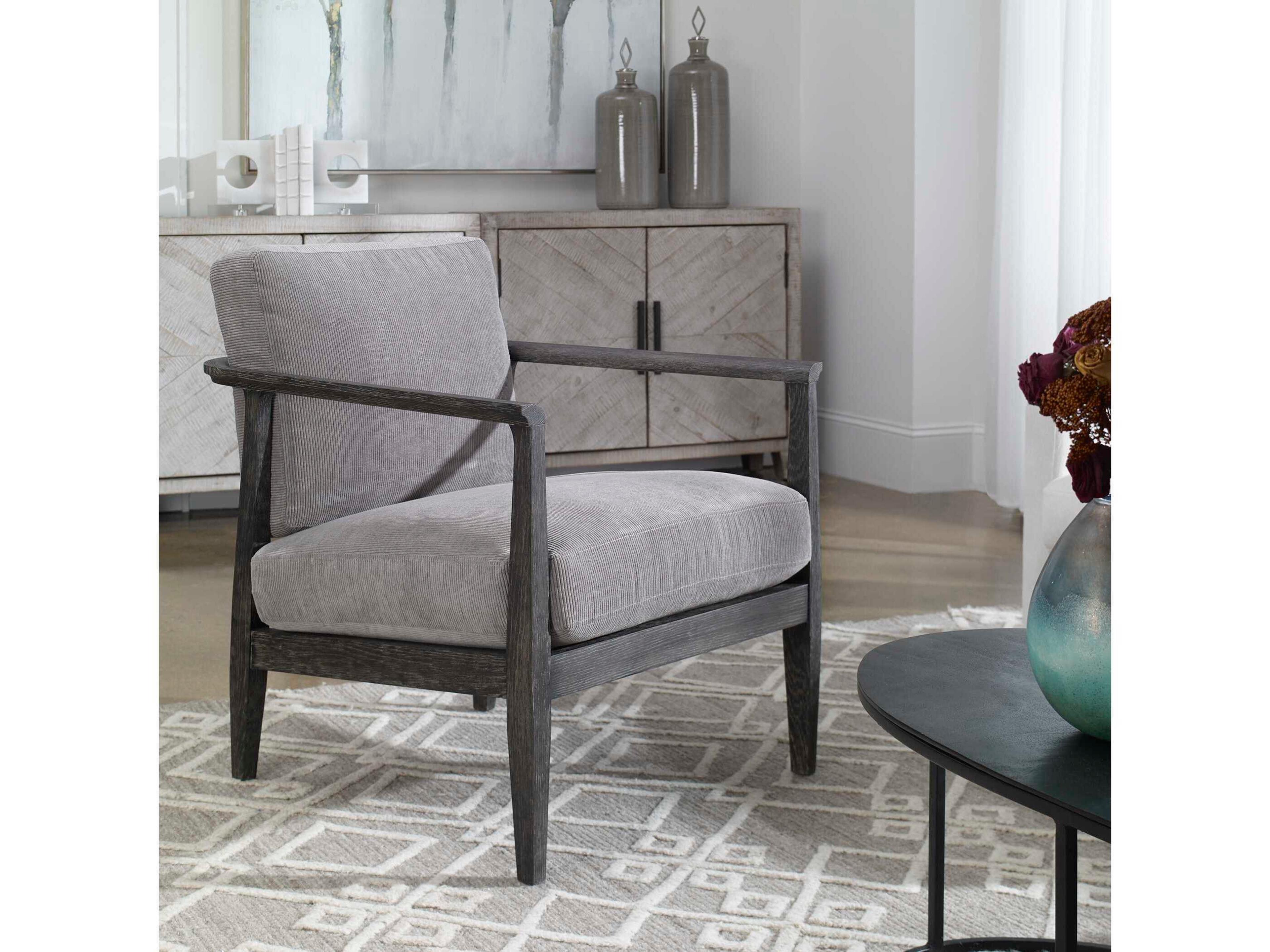 Uttermost Brunei Gray Fabric Accent Chair