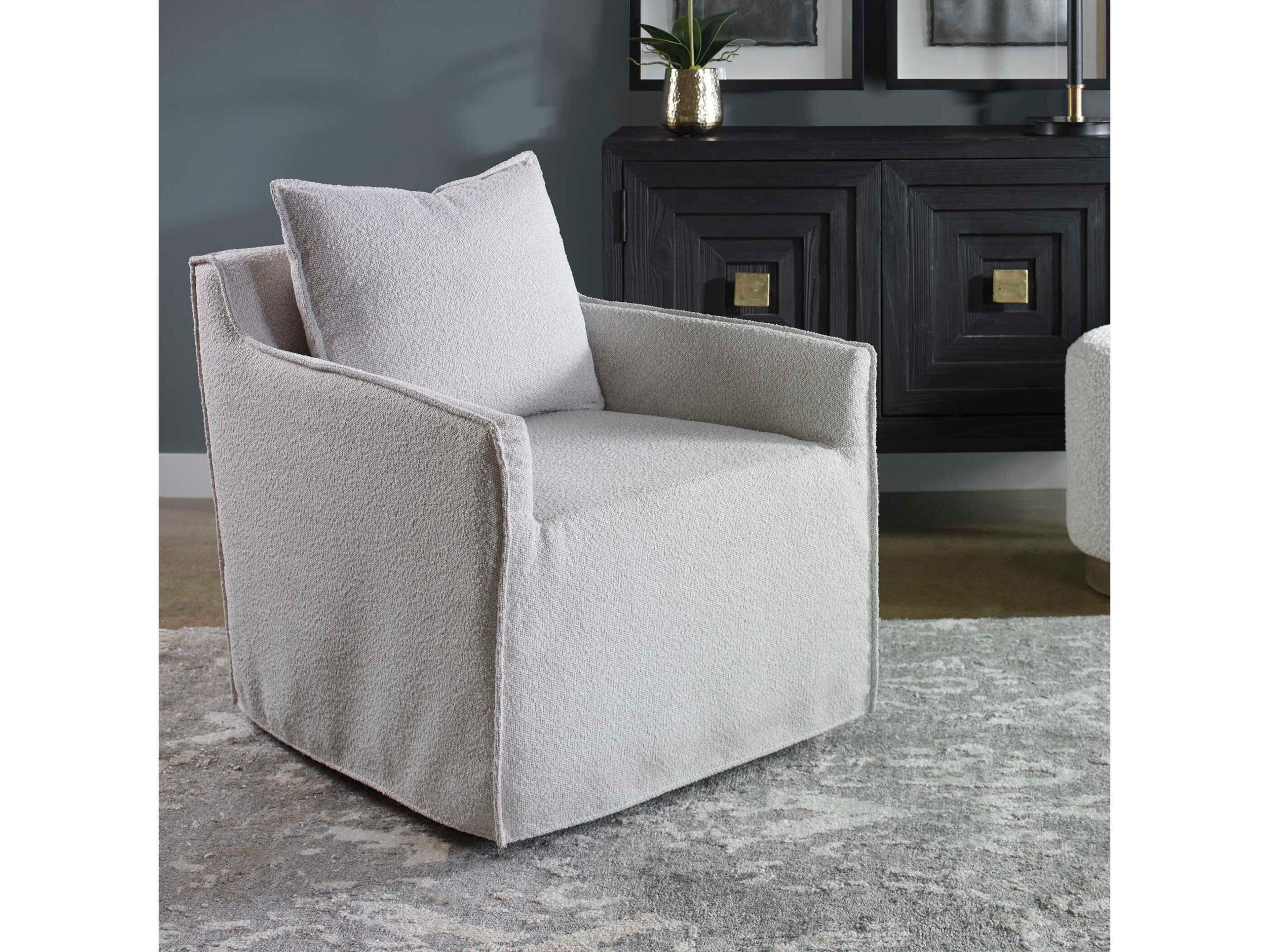 Uttermost Welland Swivel Gray Fabric Accent Chair