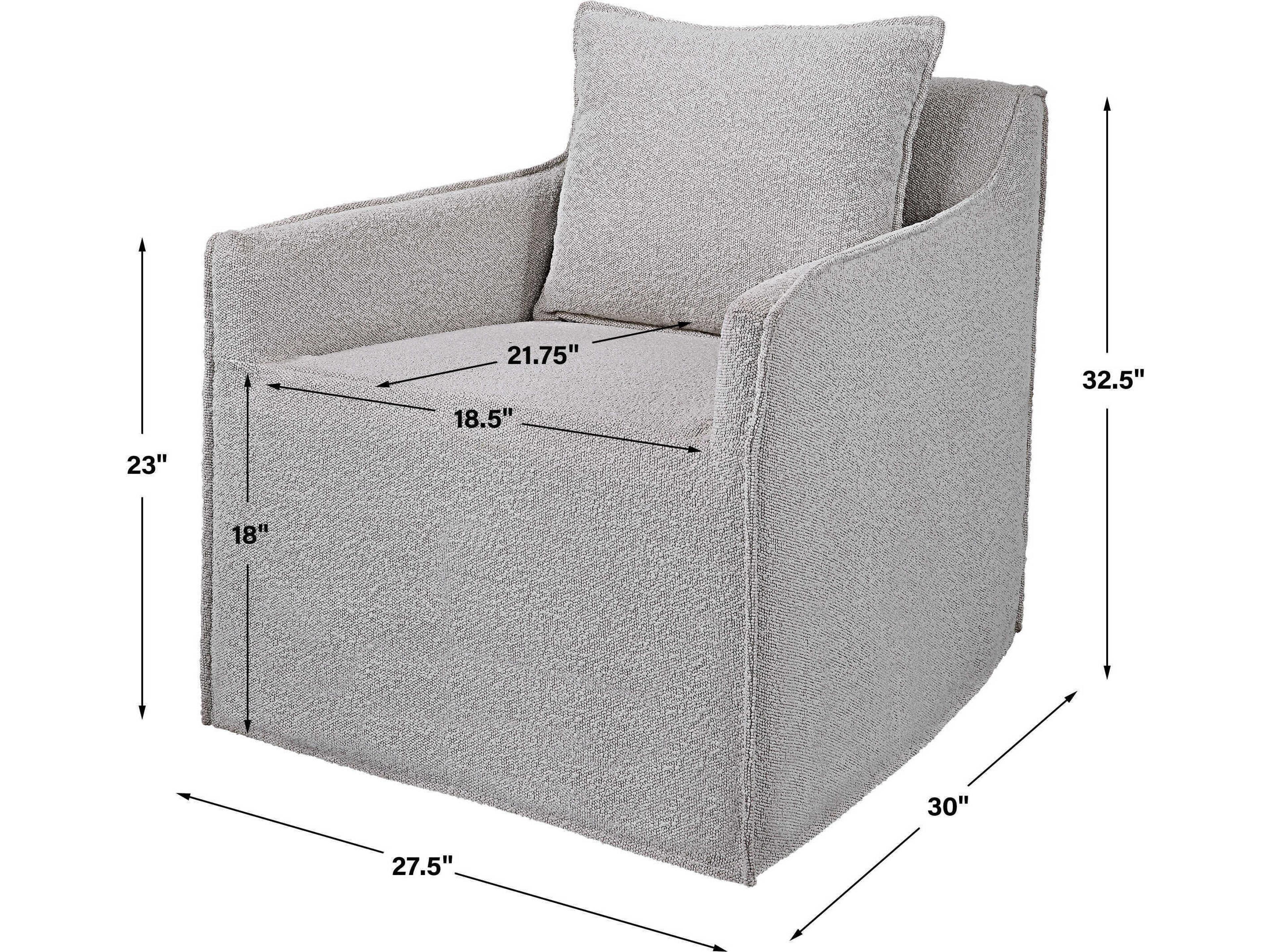 Uttermost Welland Swivel Gray Fabric Accent Chair