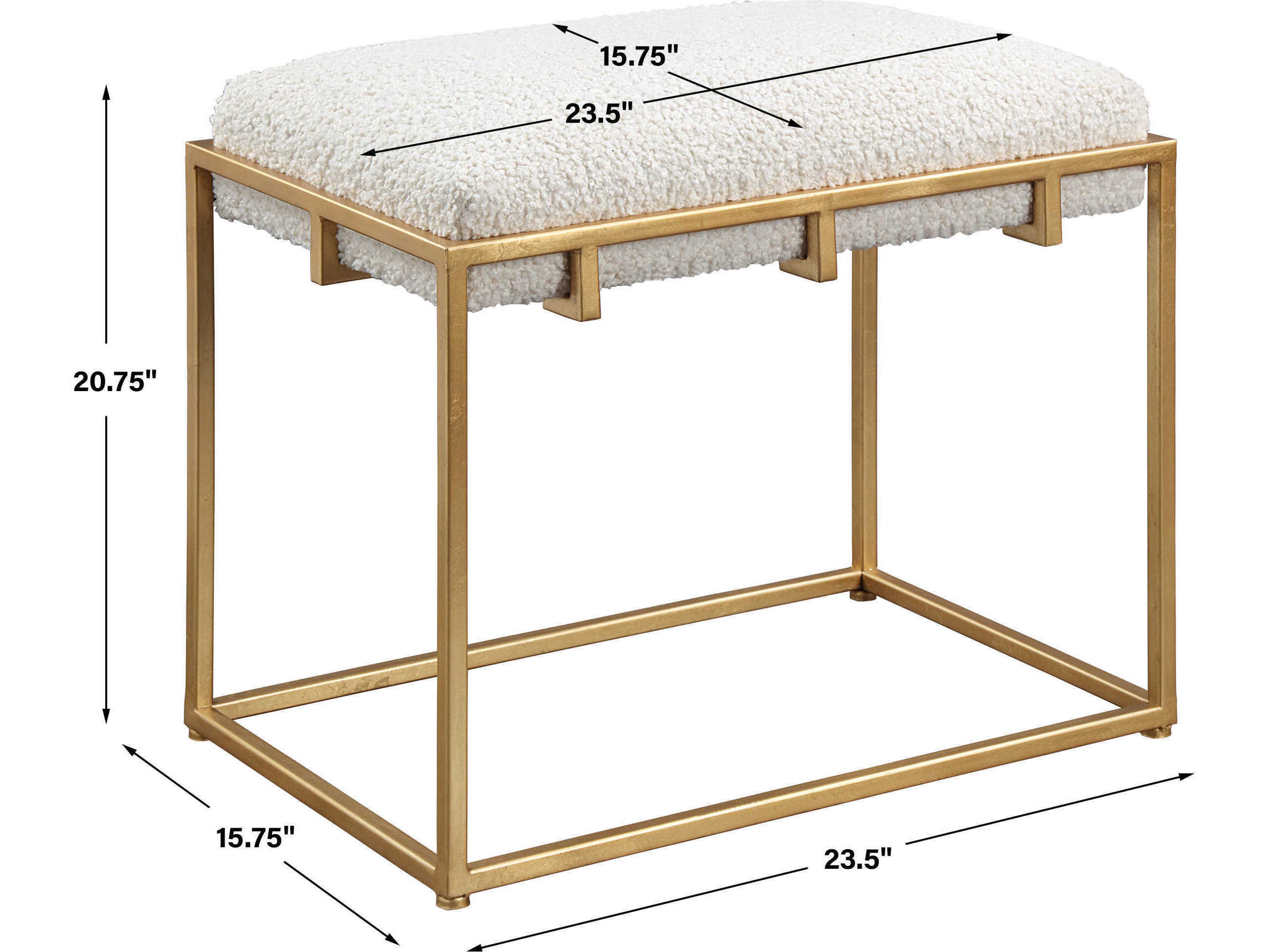 Uttermost Paradox White Gold Leaf Upholstered Accent Bench