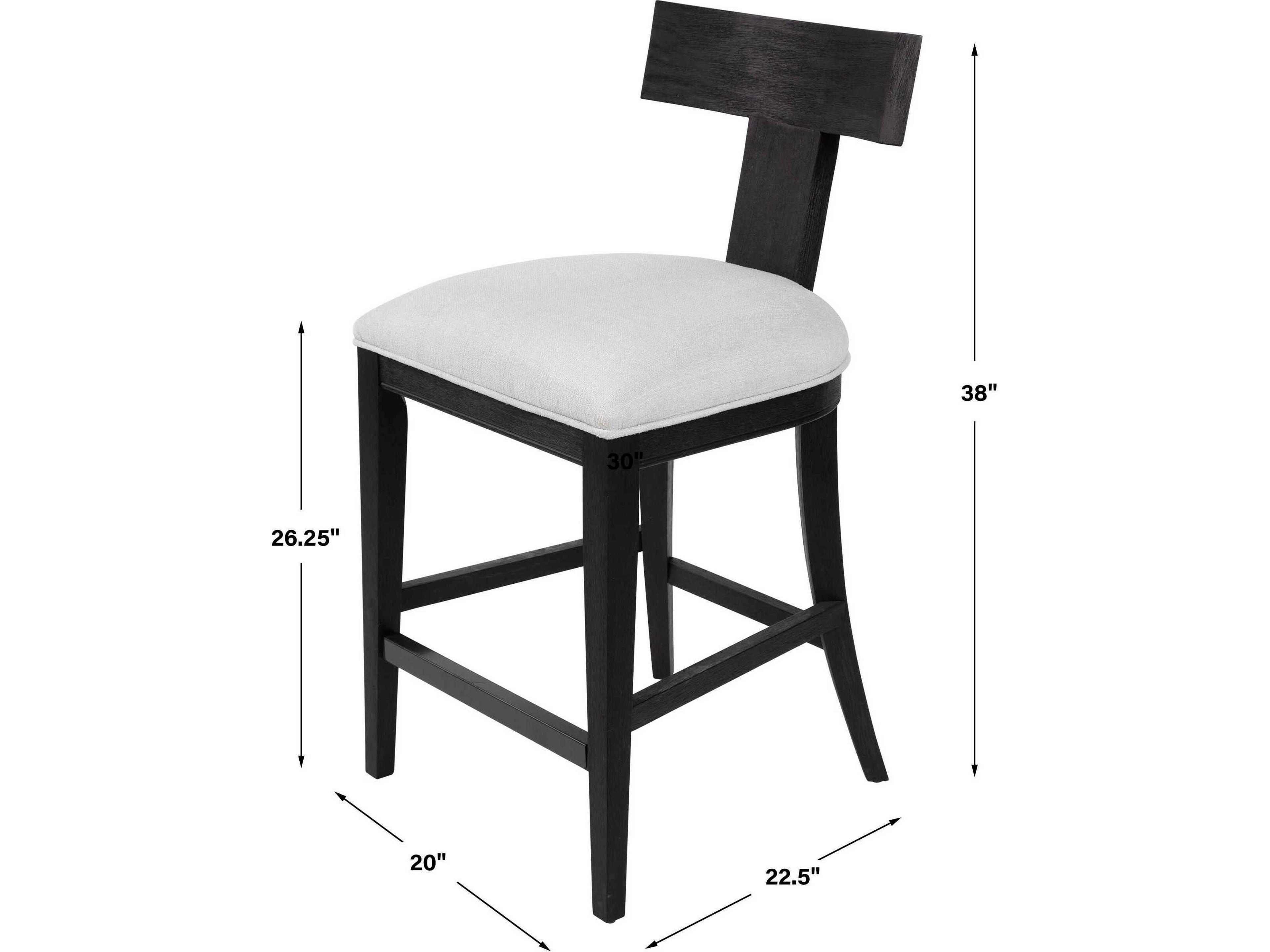 Uttermost Idris Upholstered Rubberwood Charcoal Black Counter Stool