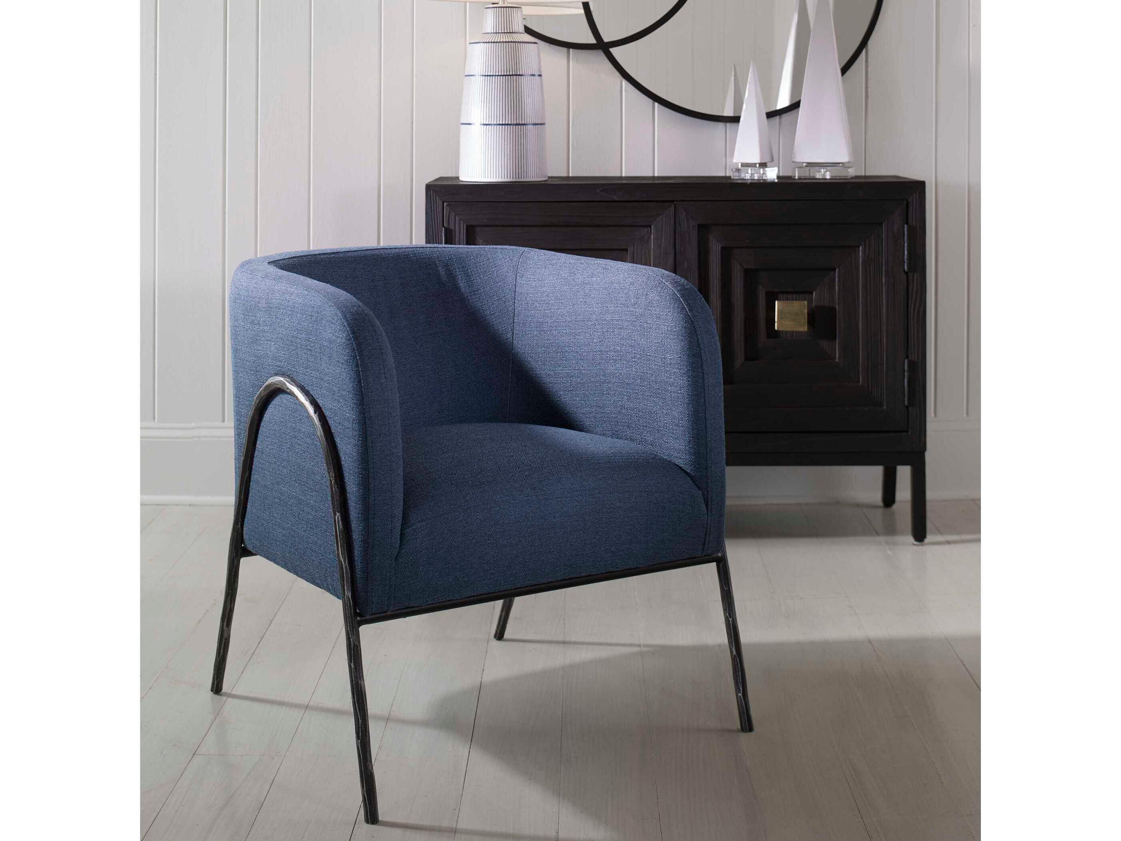 Uttermost Jacobsen Blue Fabric Accent Chair