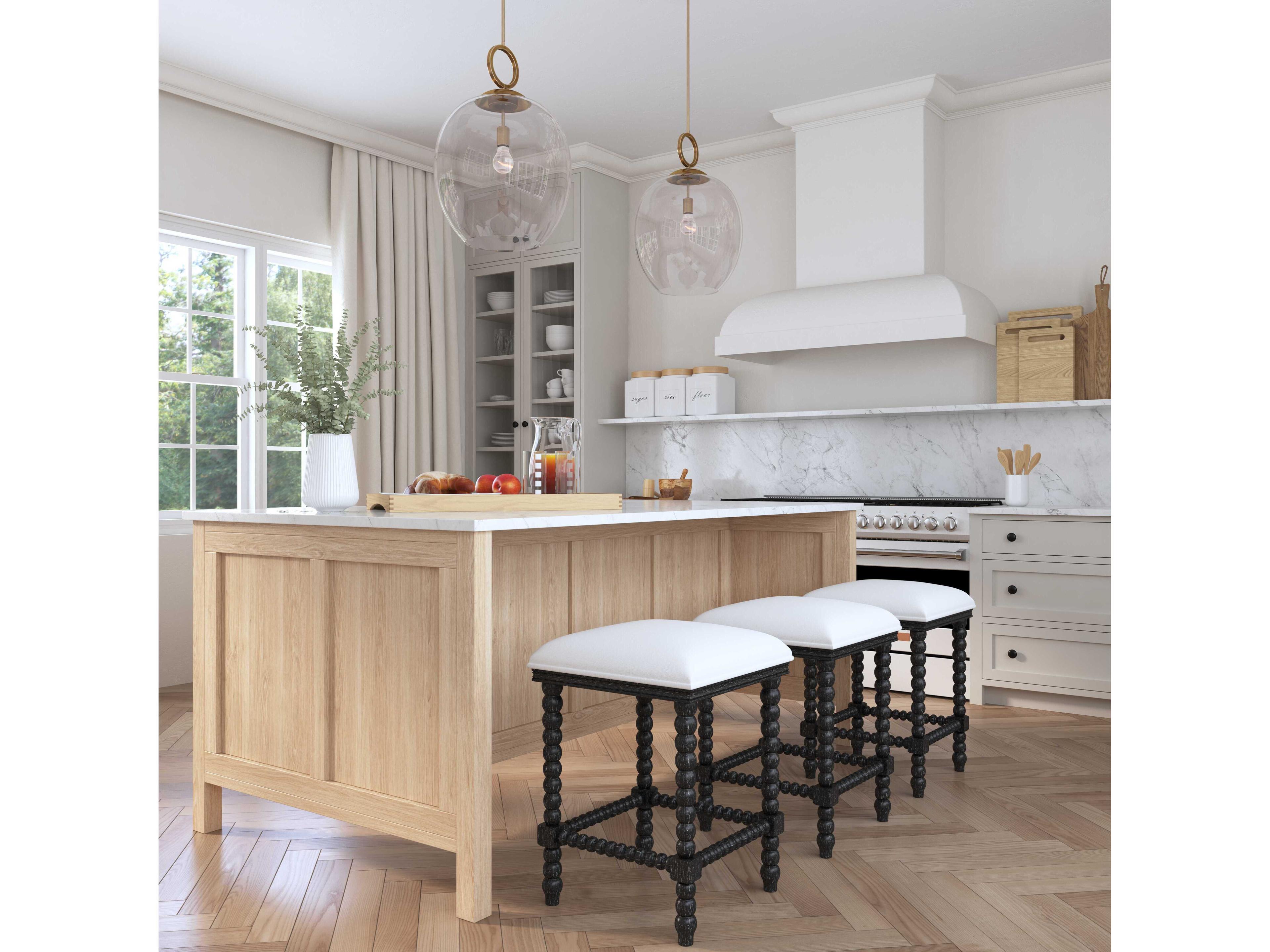 Uttermost Pryce Upholstered Hardwood Black Counter Stool