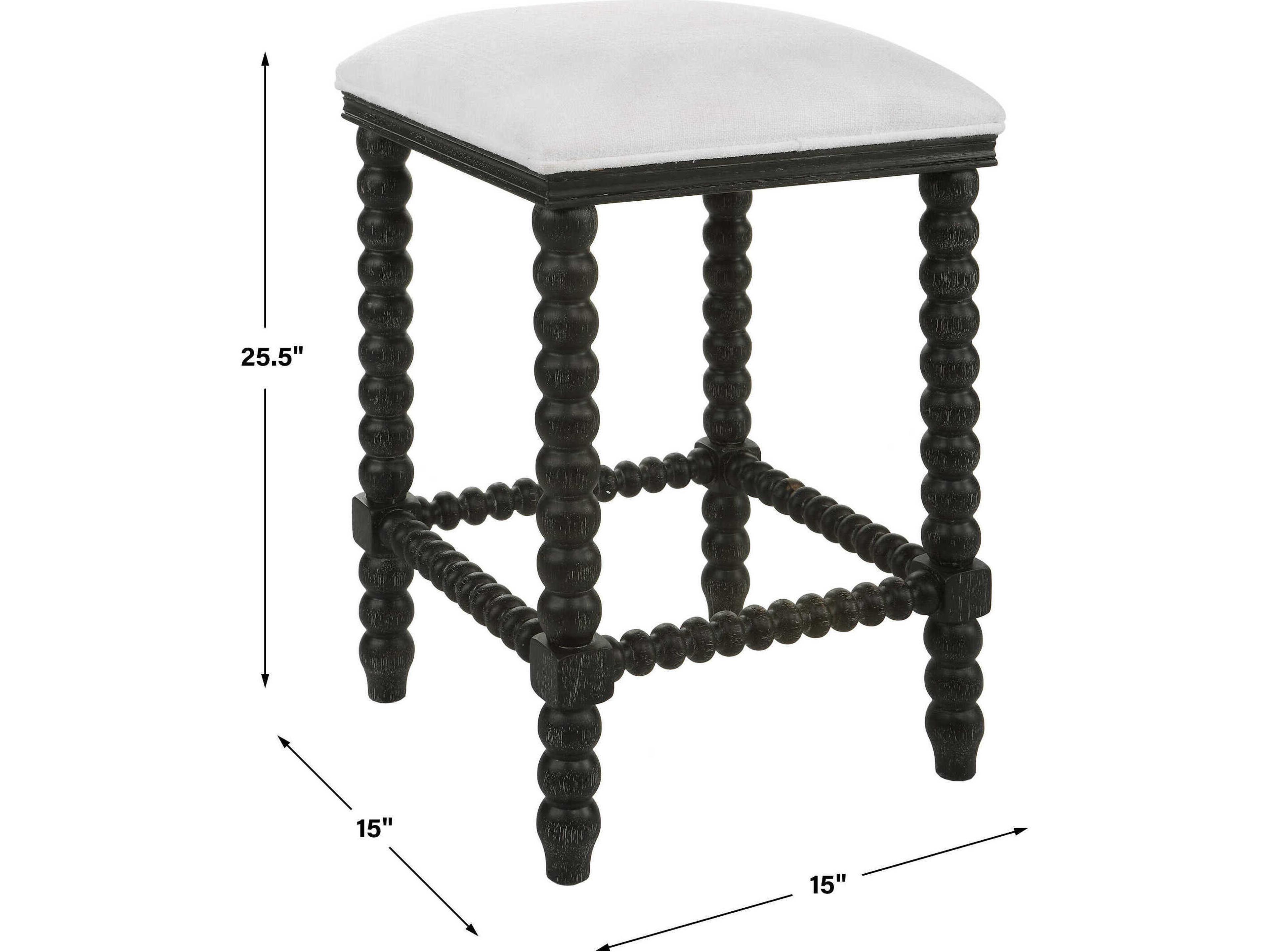 Uttermost Pryce Upholstered Hardwood Black Counter Stool