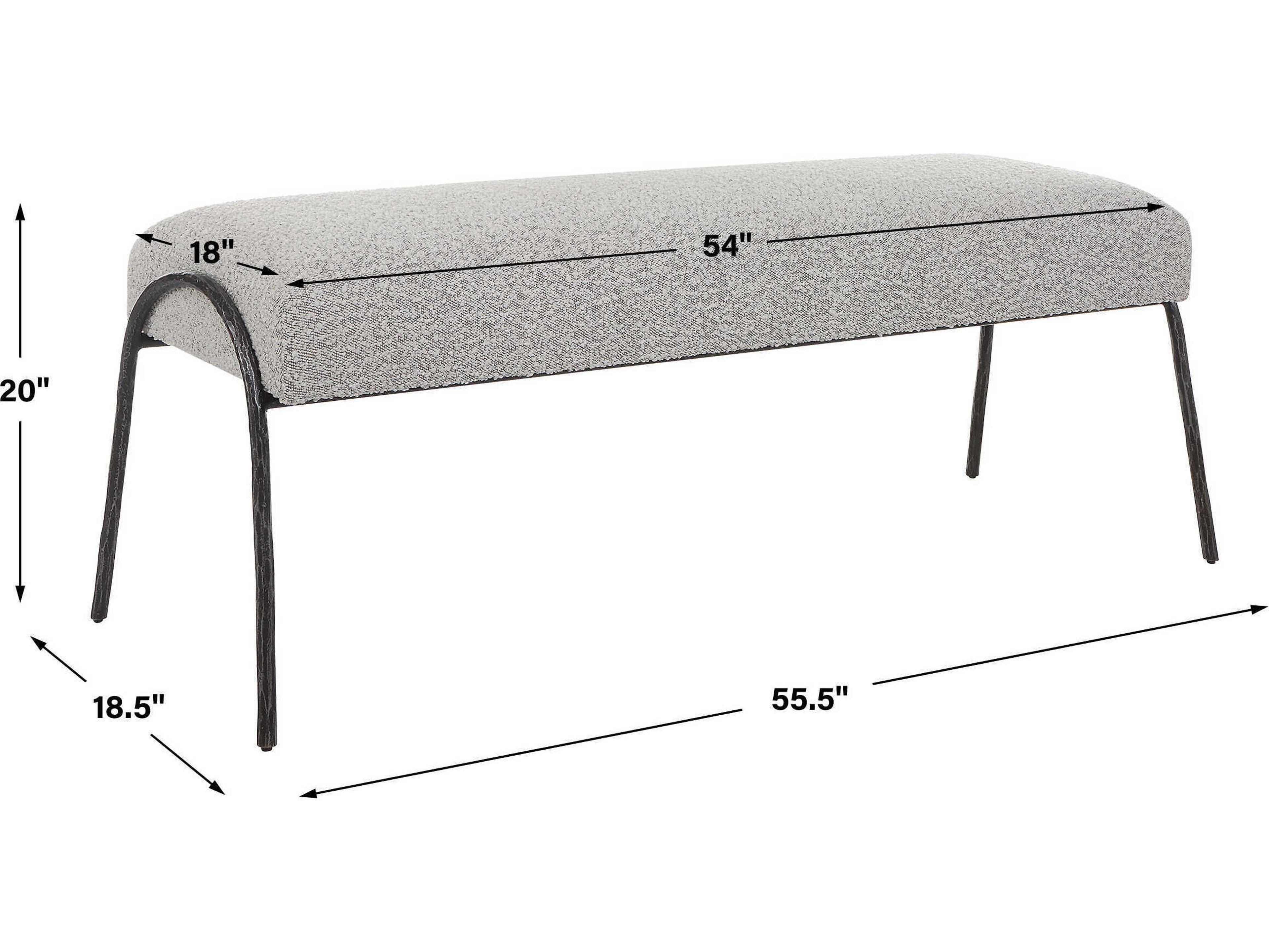 Uttermost Jacobsen Ivory And Warm Gray Aged Black White Upholstered Accent Bench