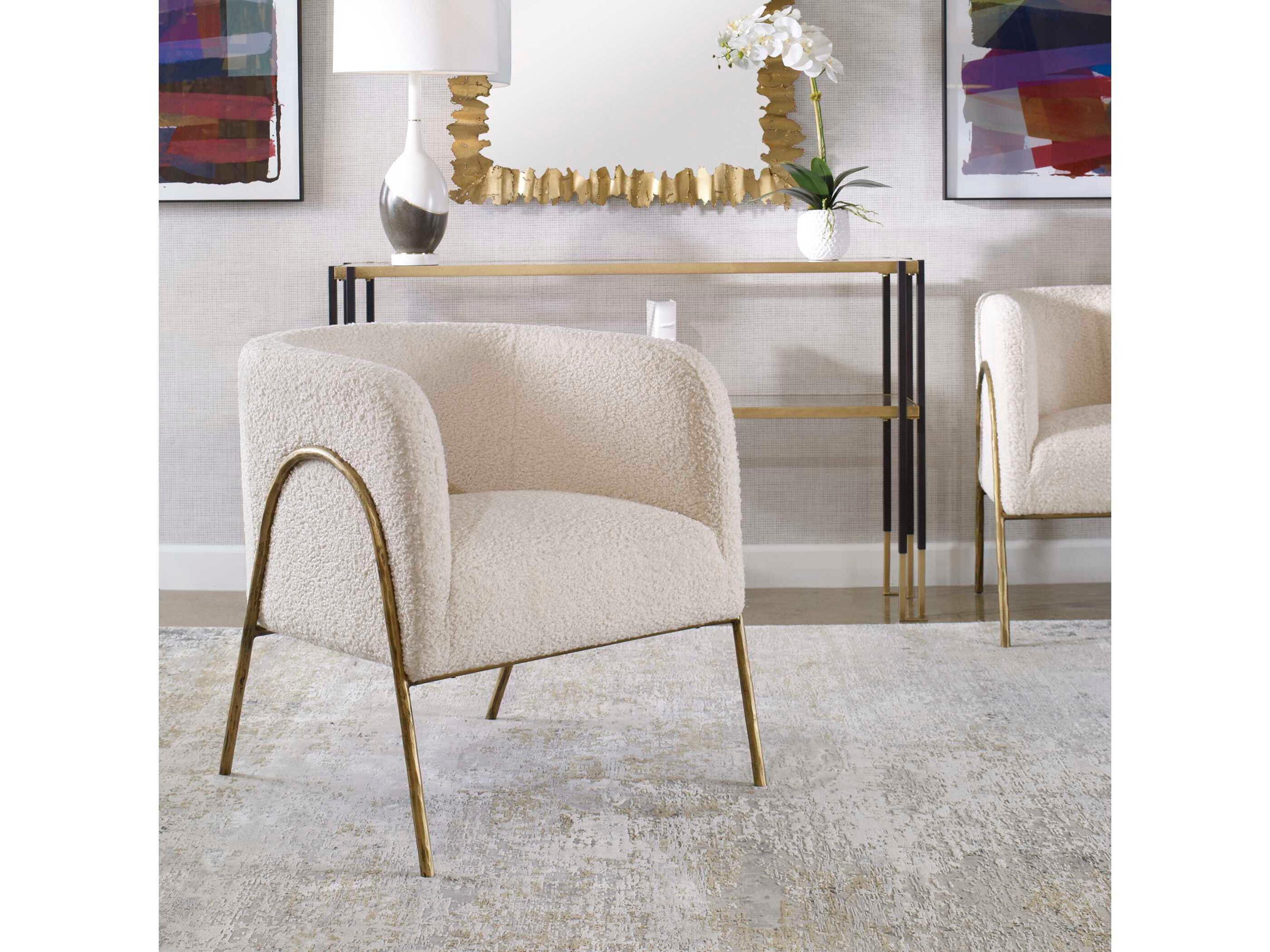 Jacobsen White Fabric Accent Chair