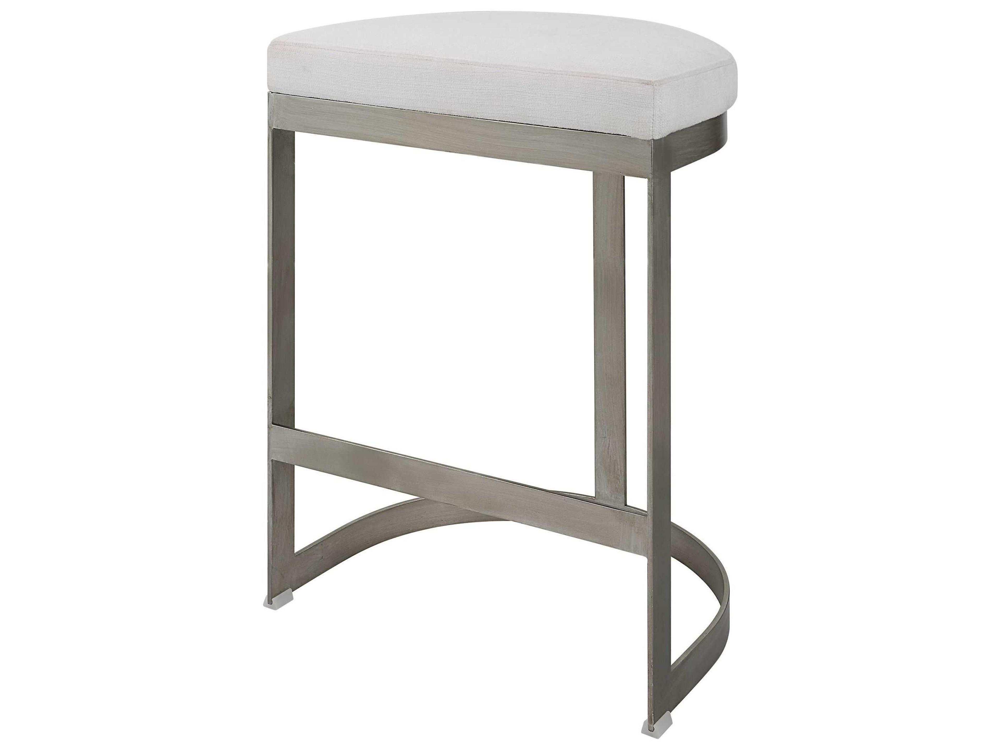 Ivanna Upholstered Brushed Silver Counter Stool