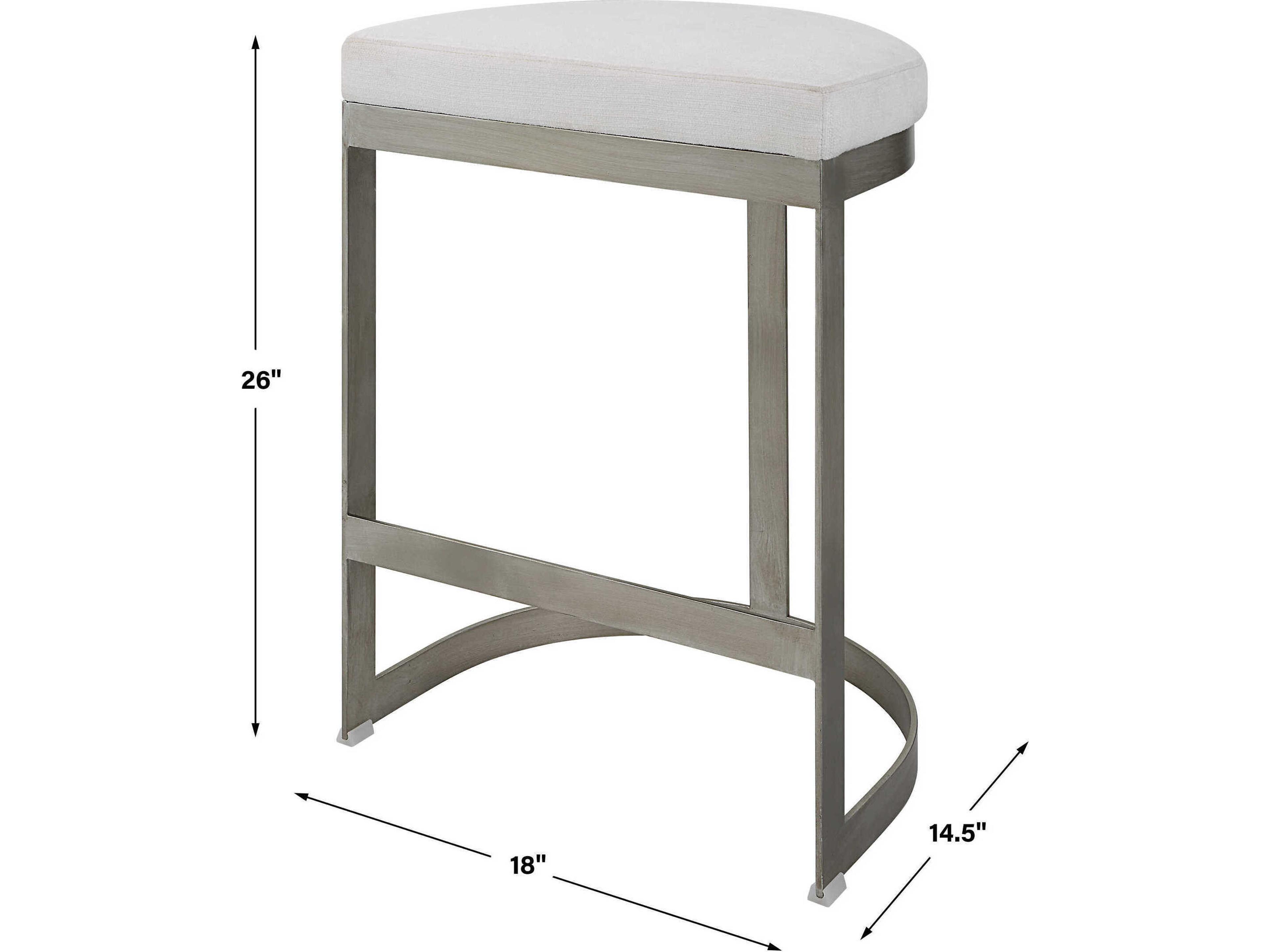 Uttermost Ivanna Upholstered Brushed Silver Counter Stool