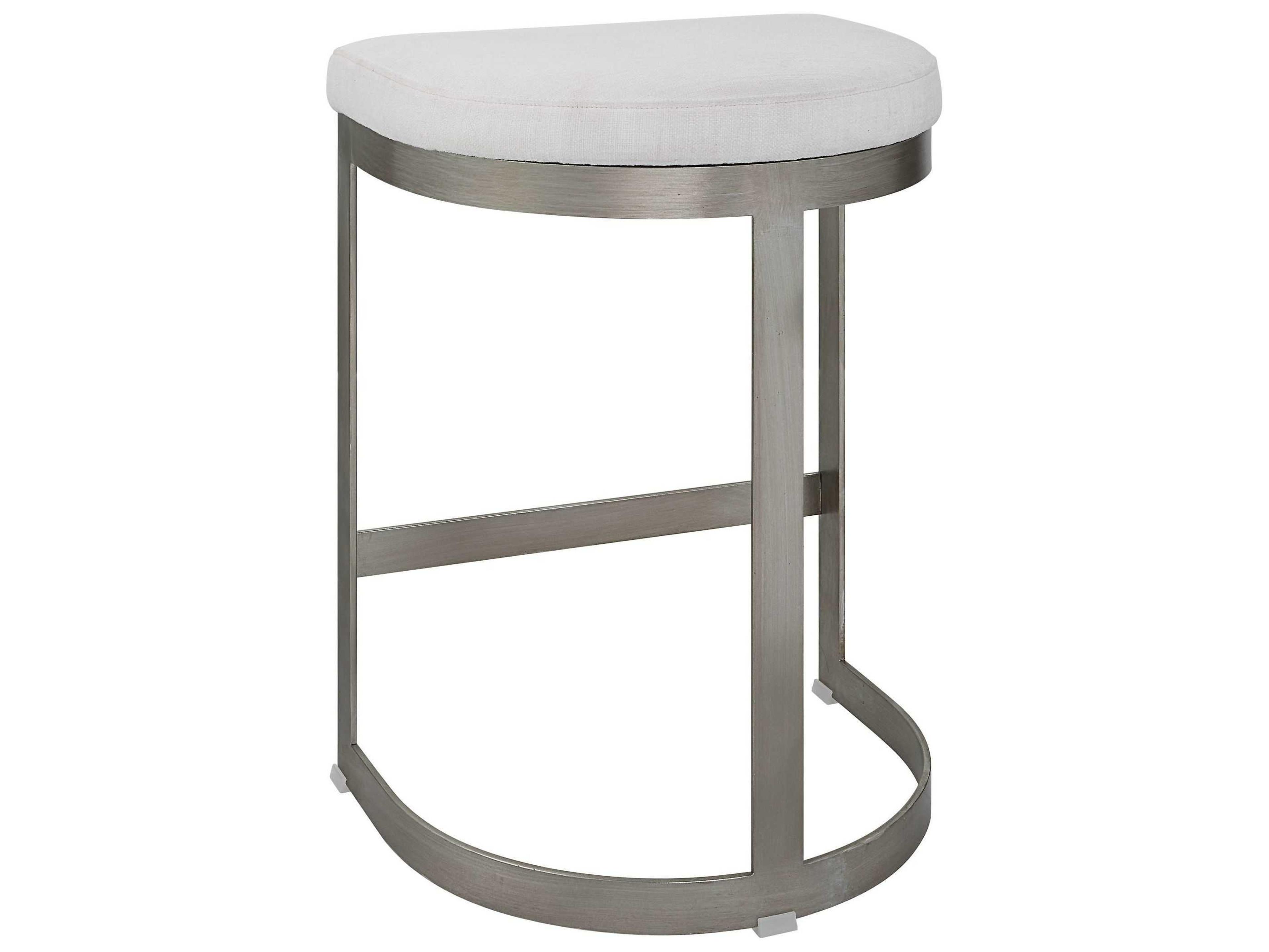 Uttermost Ivanna Upholstered Brushed Silver Counter Stool