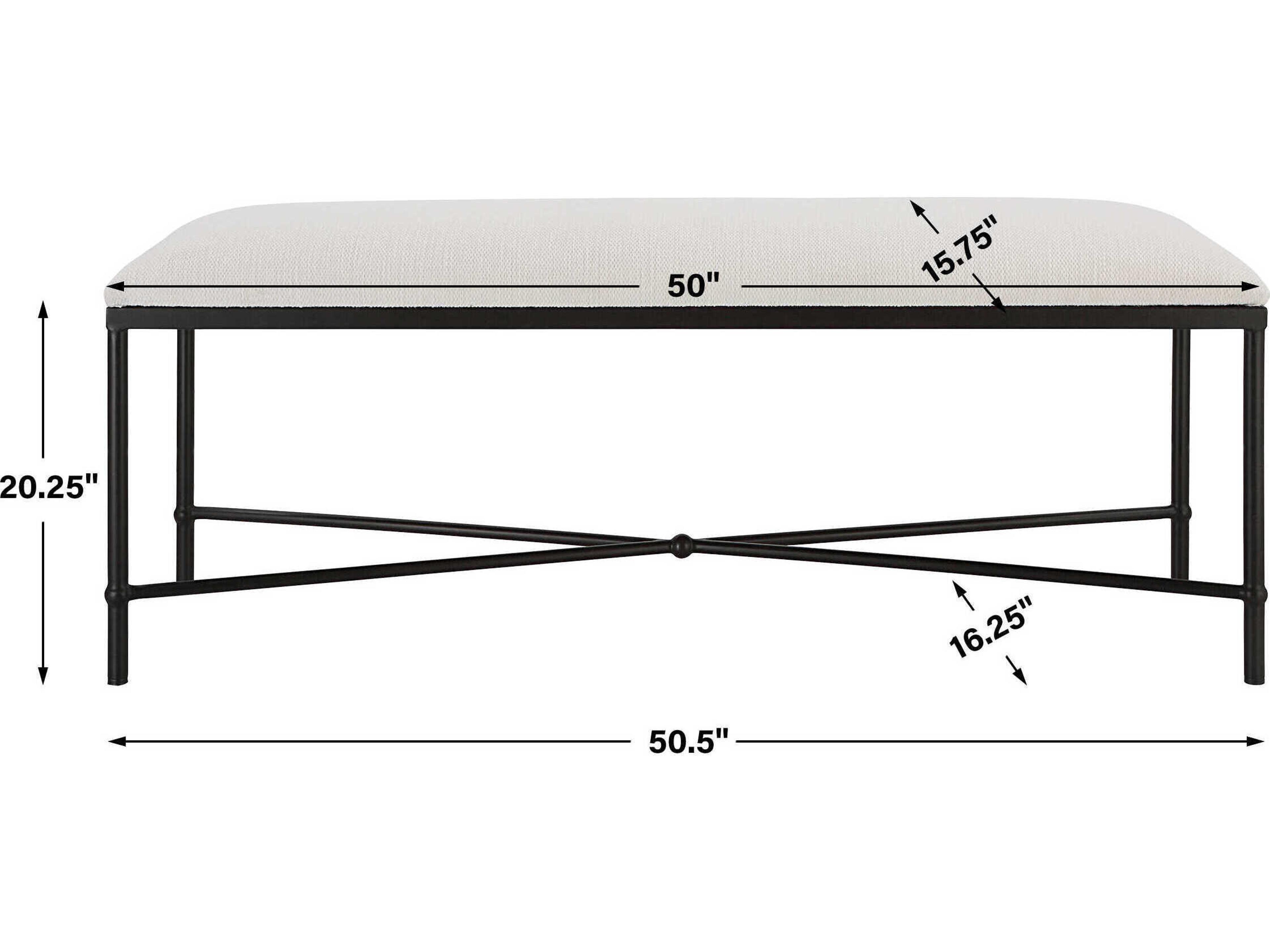 Avenham White Satin Black Upholstered Accent Bench