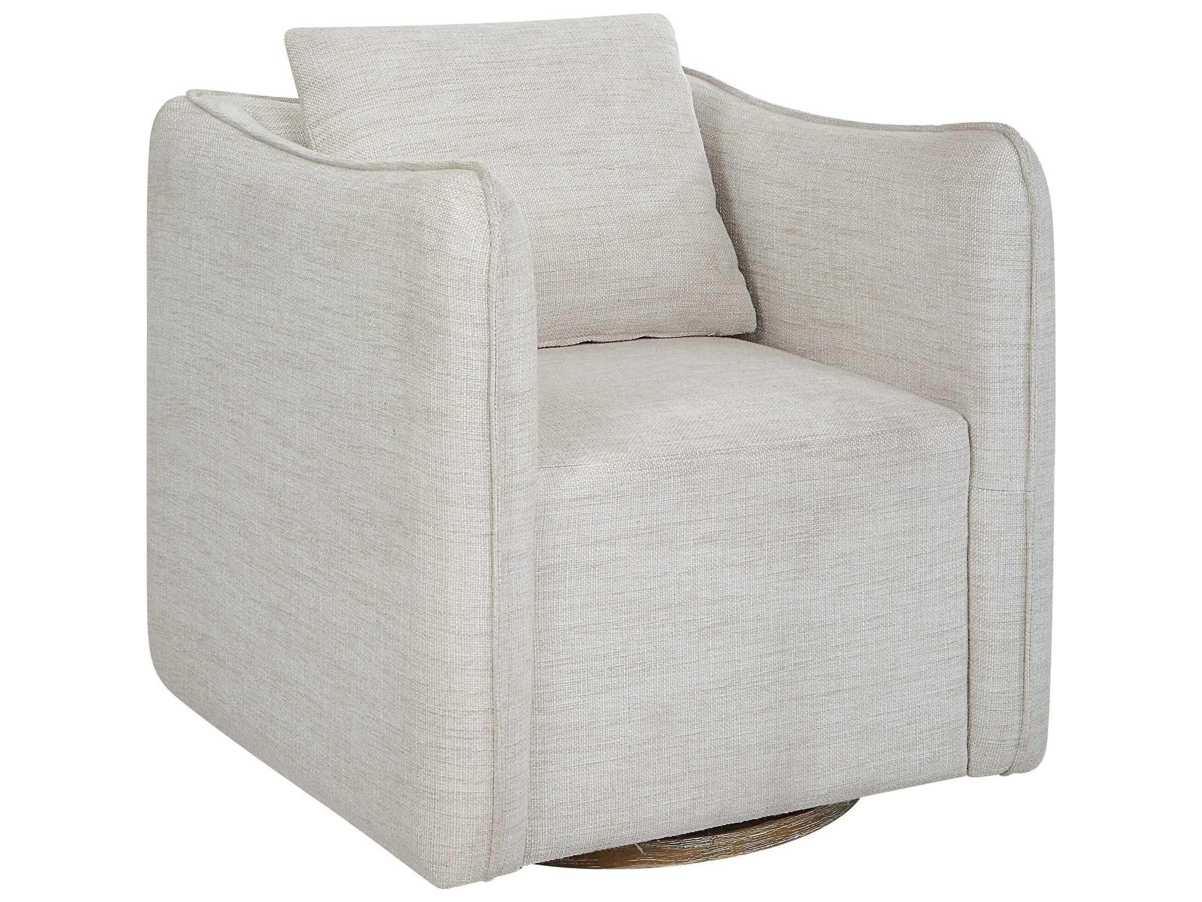Corben Swivel White Fabric Accent Chair