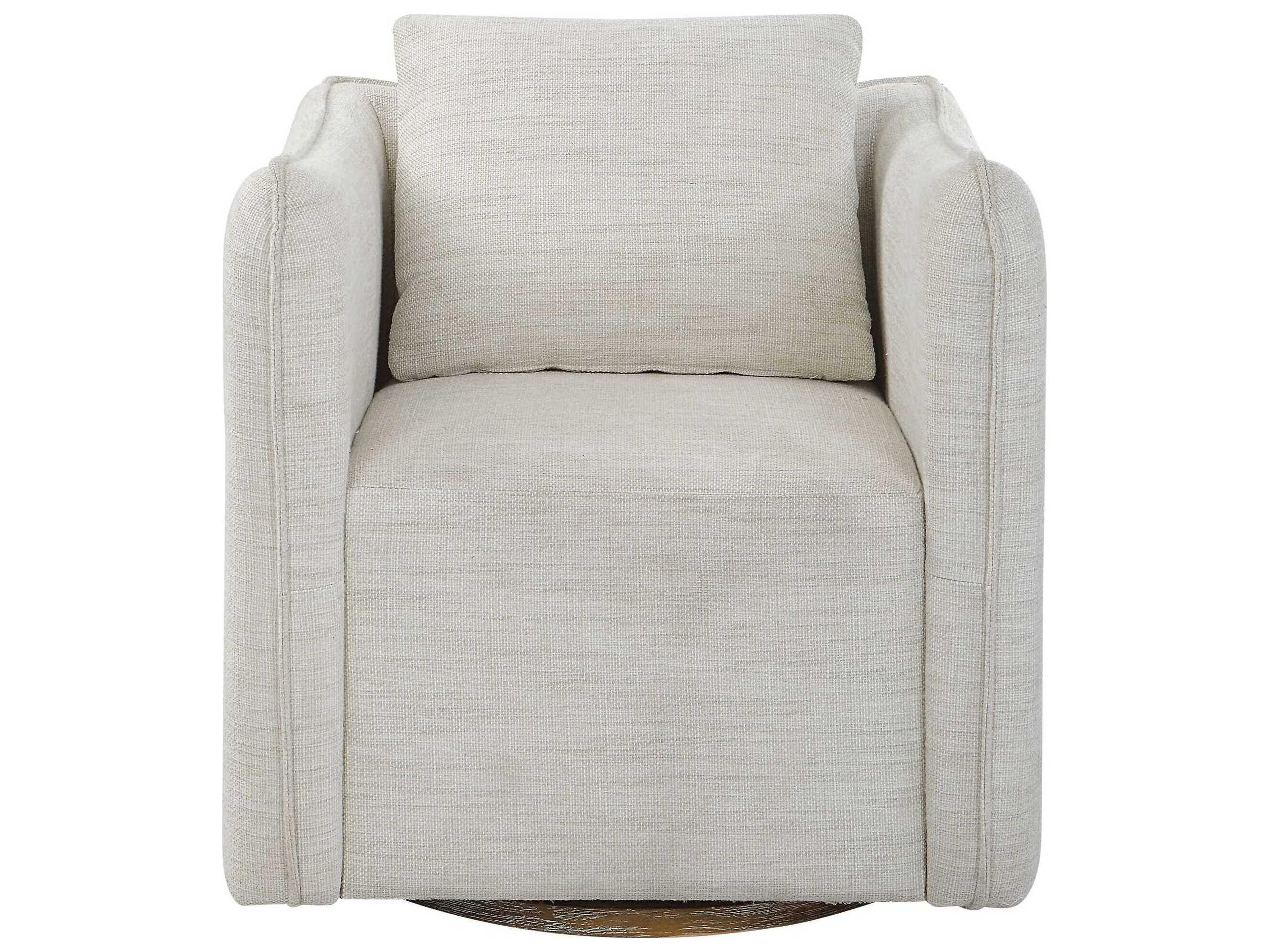 Uttermost Corben Swivel White Fabric Accent Chair