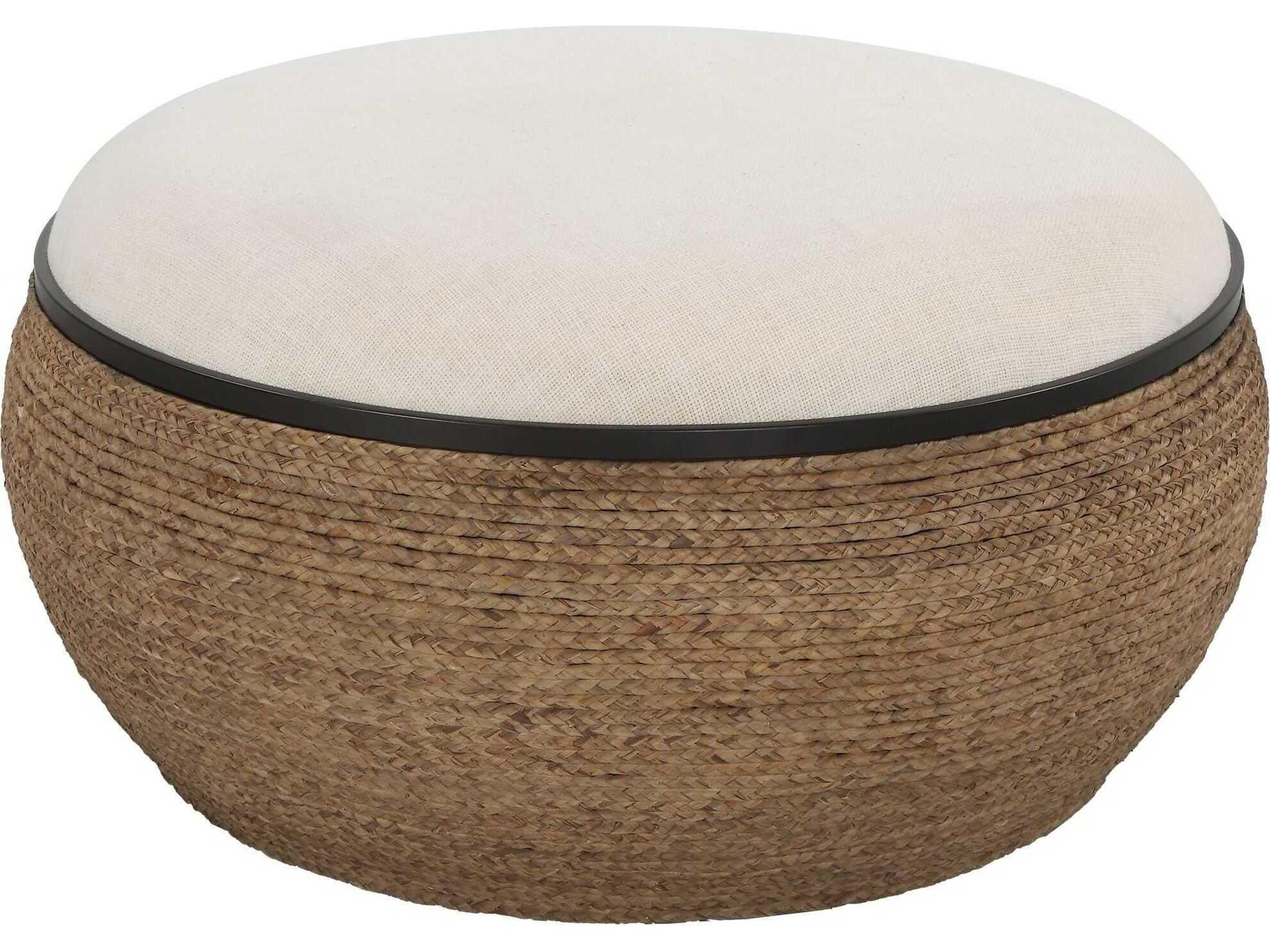 Island Natural Brown Upholstered Ottoman