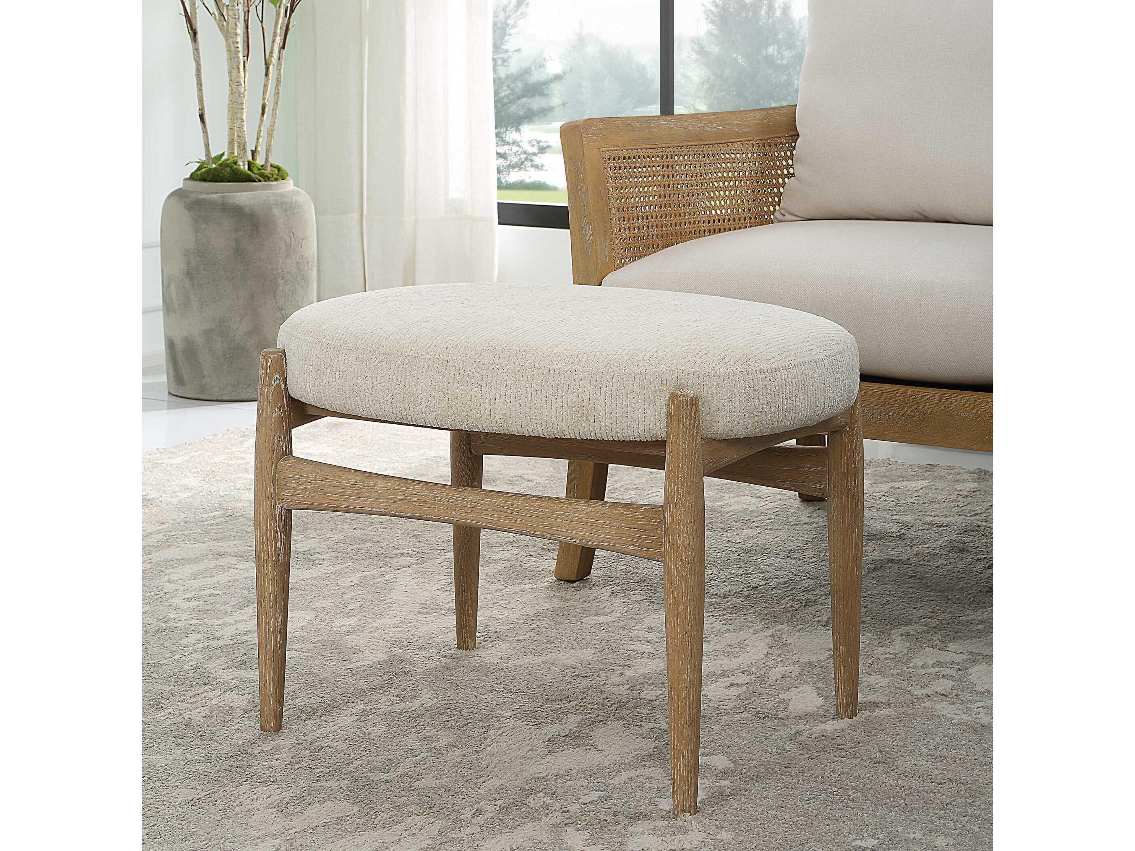 Uttermost Natural Brown Upholstered Accent Bench
