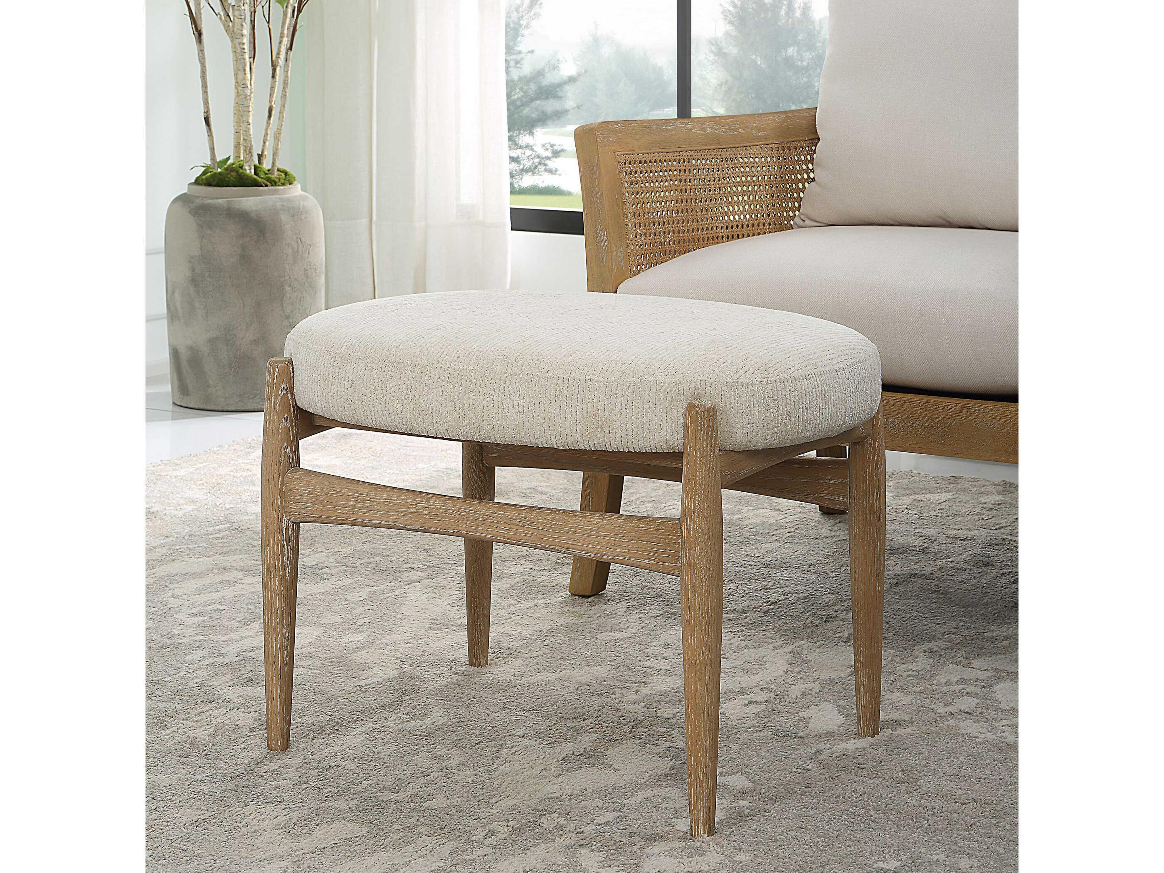 Uttermost Natural Brown Upholstered Accent Bench