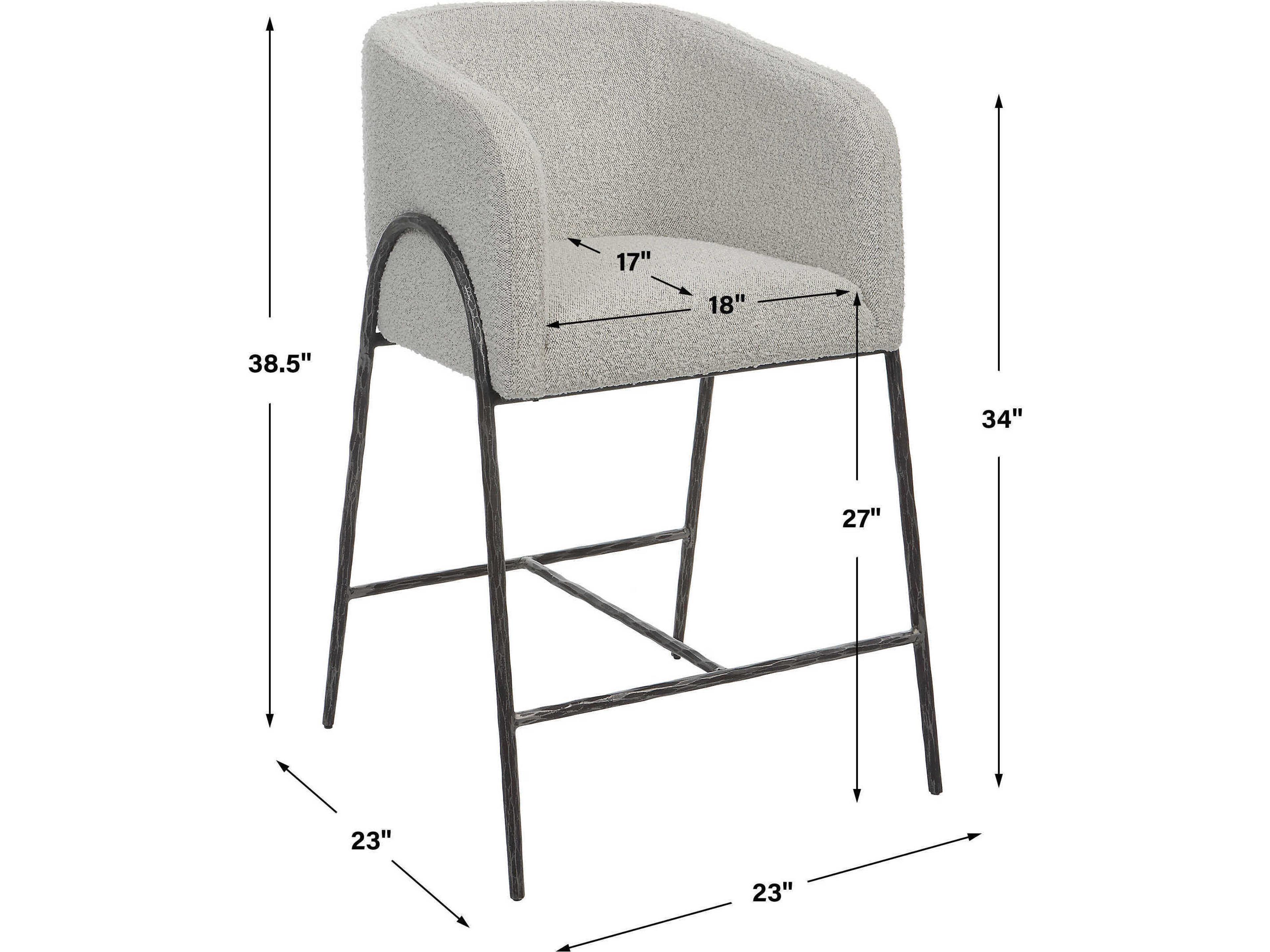 Uttermost Jacobson Upholstered Aged Black Counter Stool