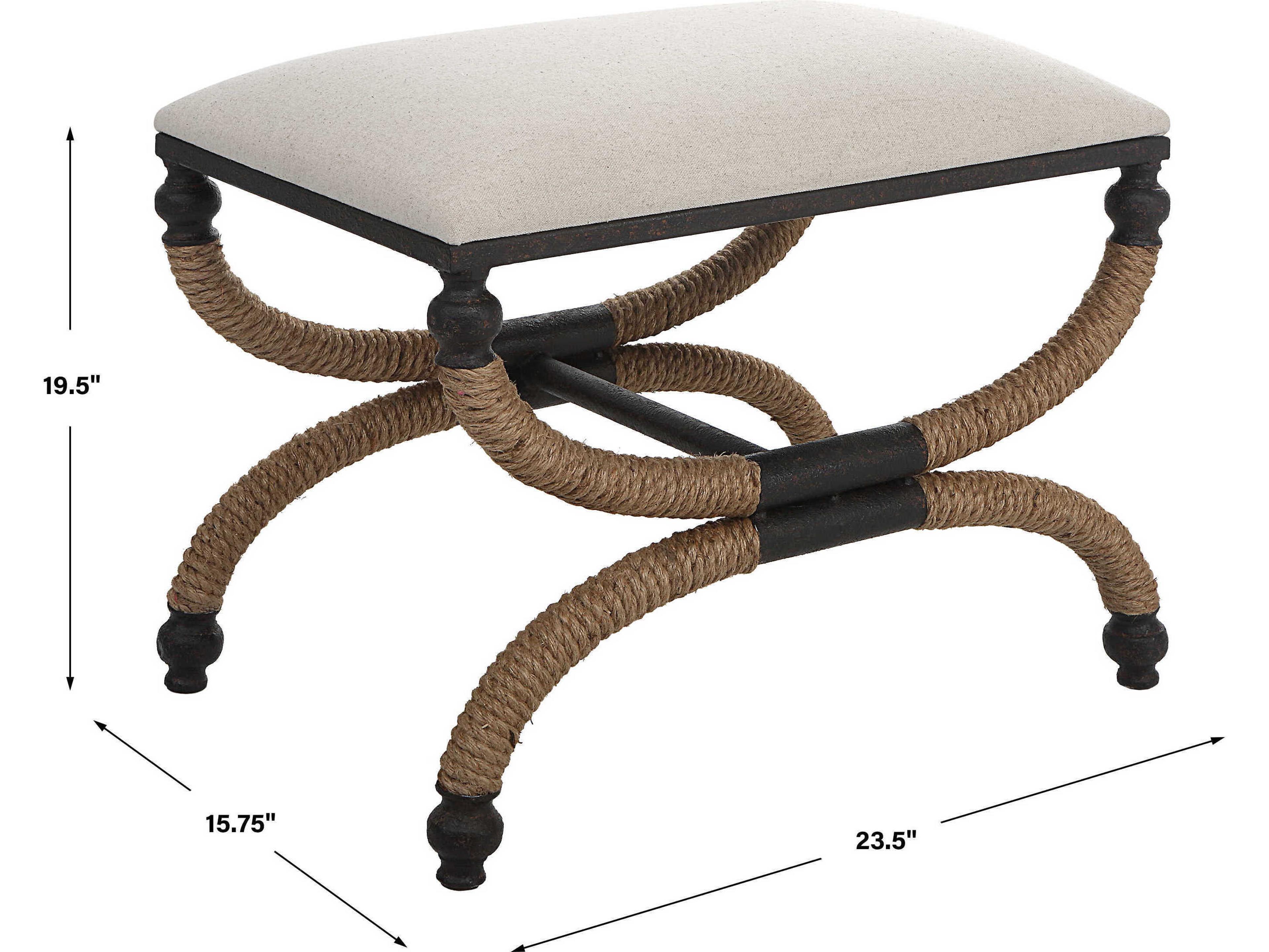 Uttermost Natural Oatmeal Brown Upholstered Accent Bench