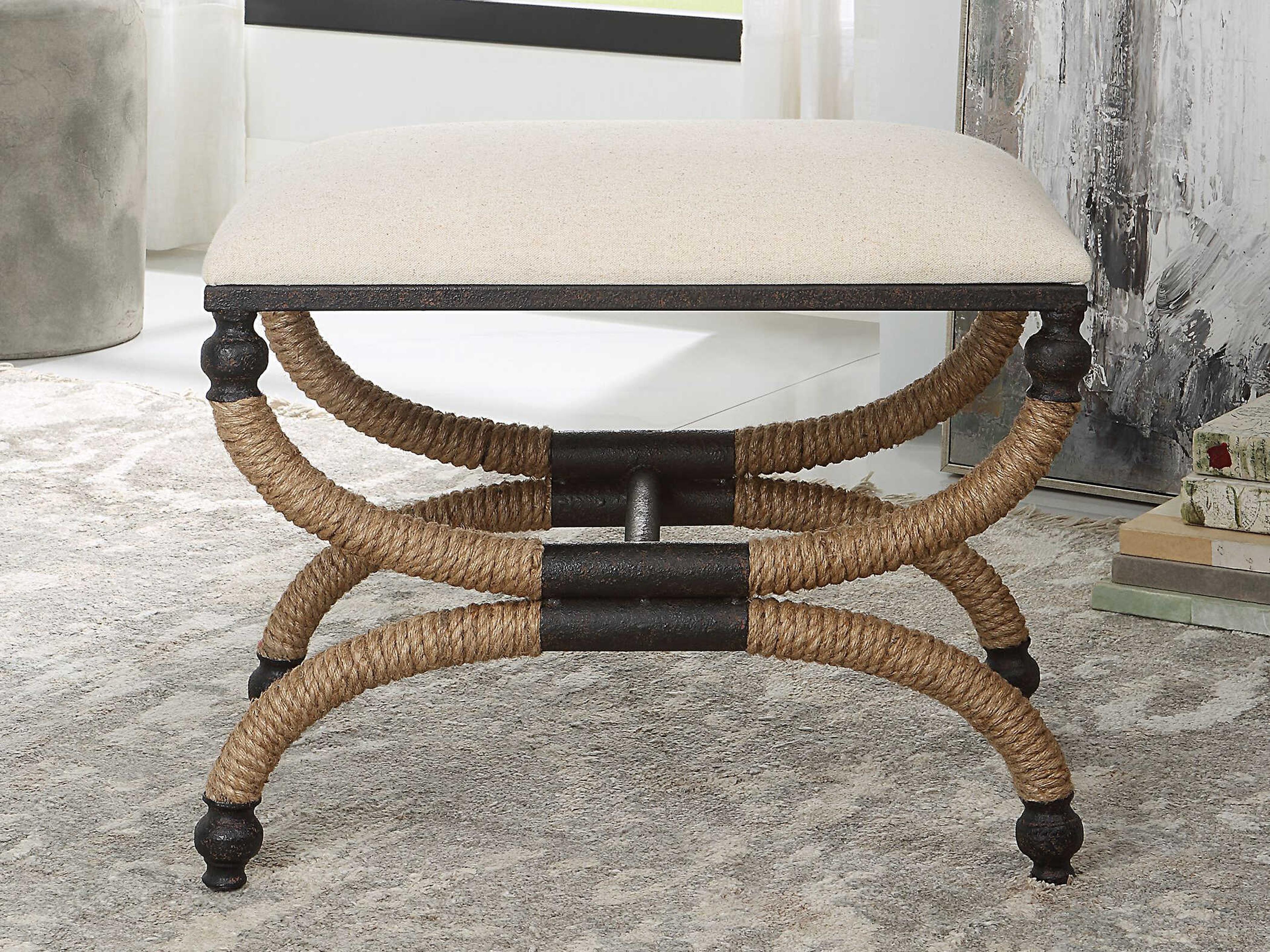 Uttermost Natural Oatmeal Brown Upholstered Accent Bench