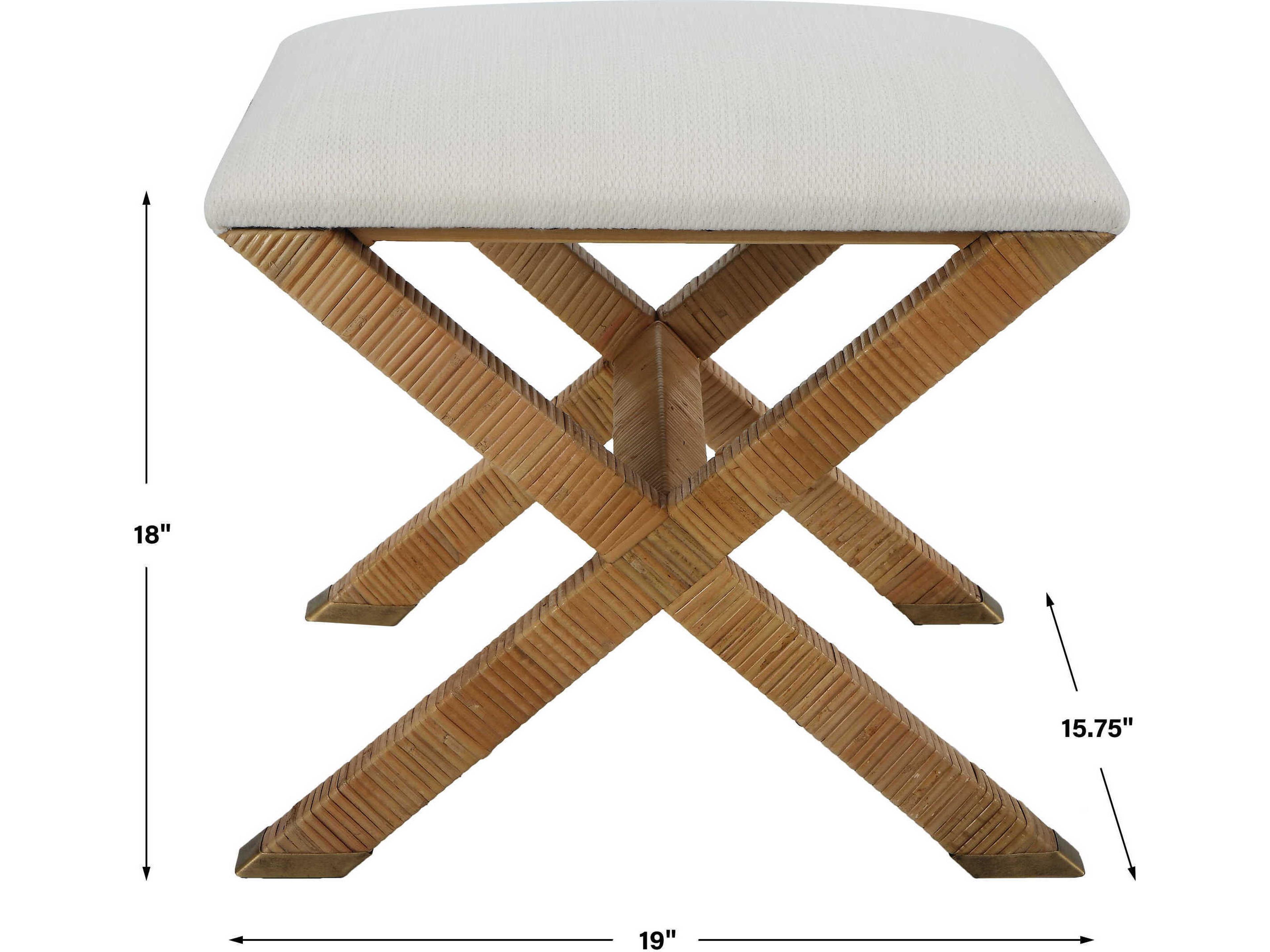 Uttermost White Natural Brown Upholstered Accent Stool