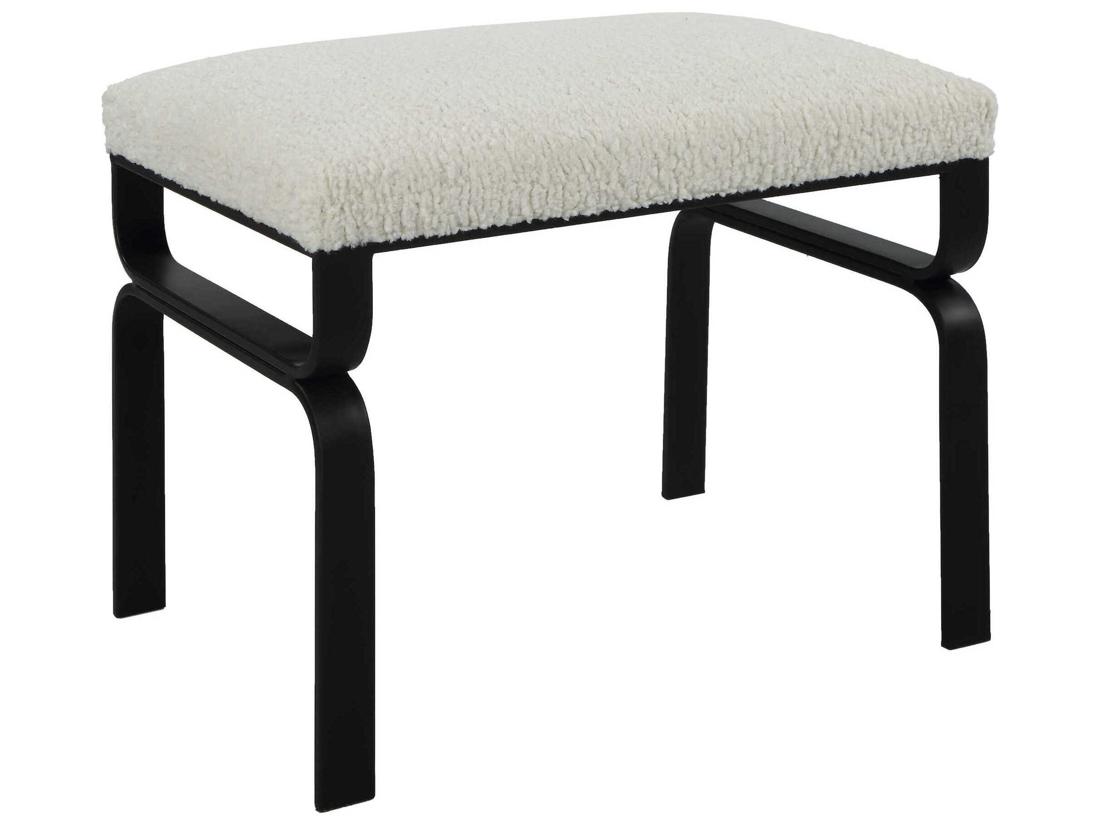 White Black Upholstered Accent Stool