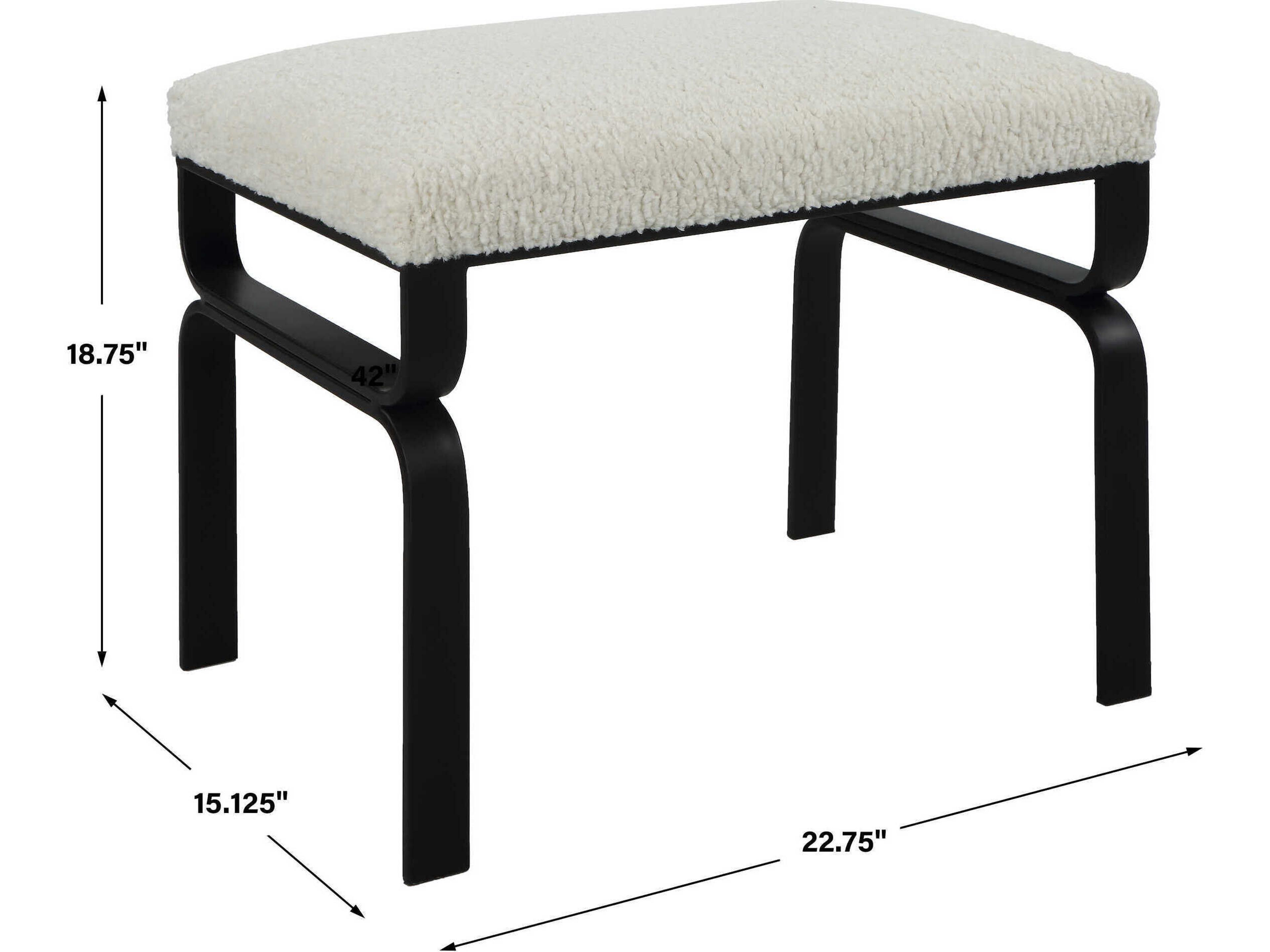 Uttermost White Black Upholstered Accent Stool