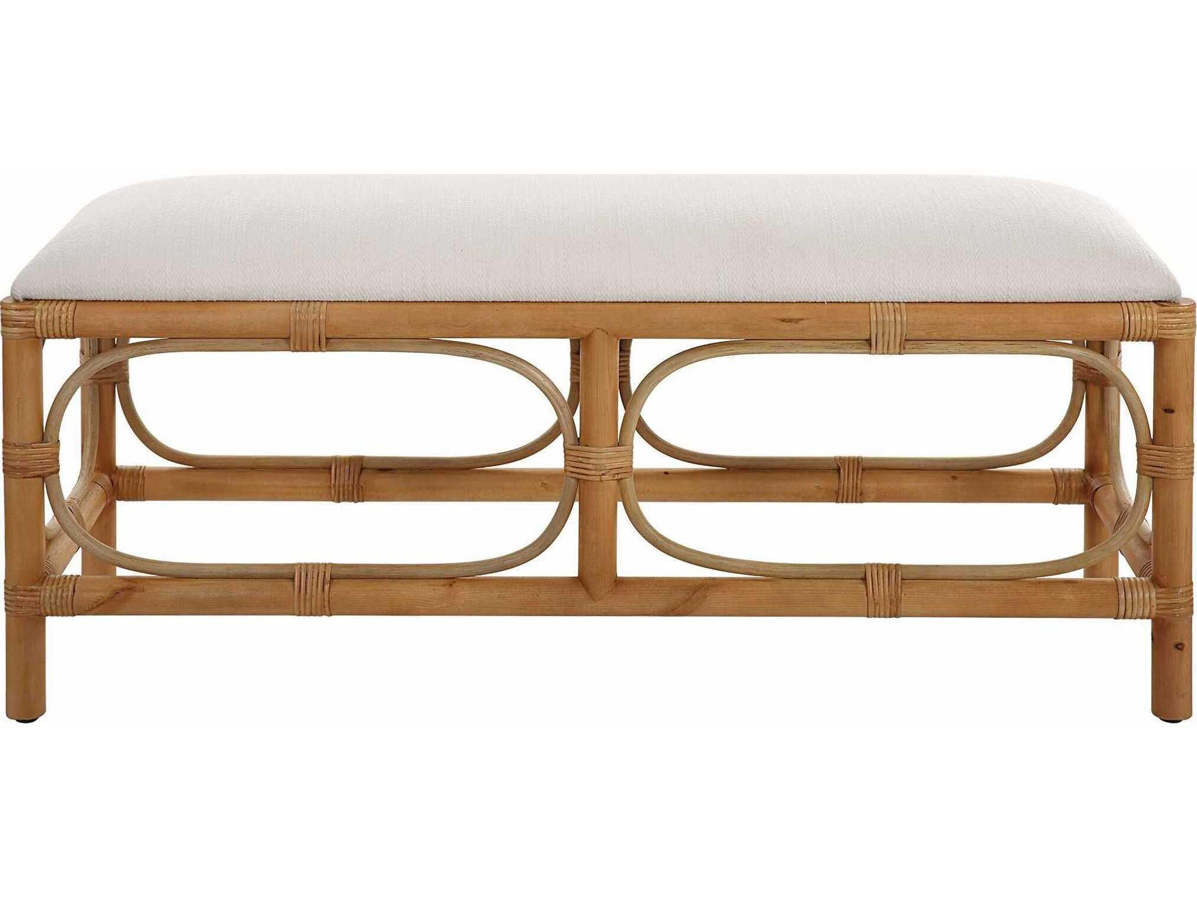 Uttermost White Natural Brown Upholstered Accent Bench