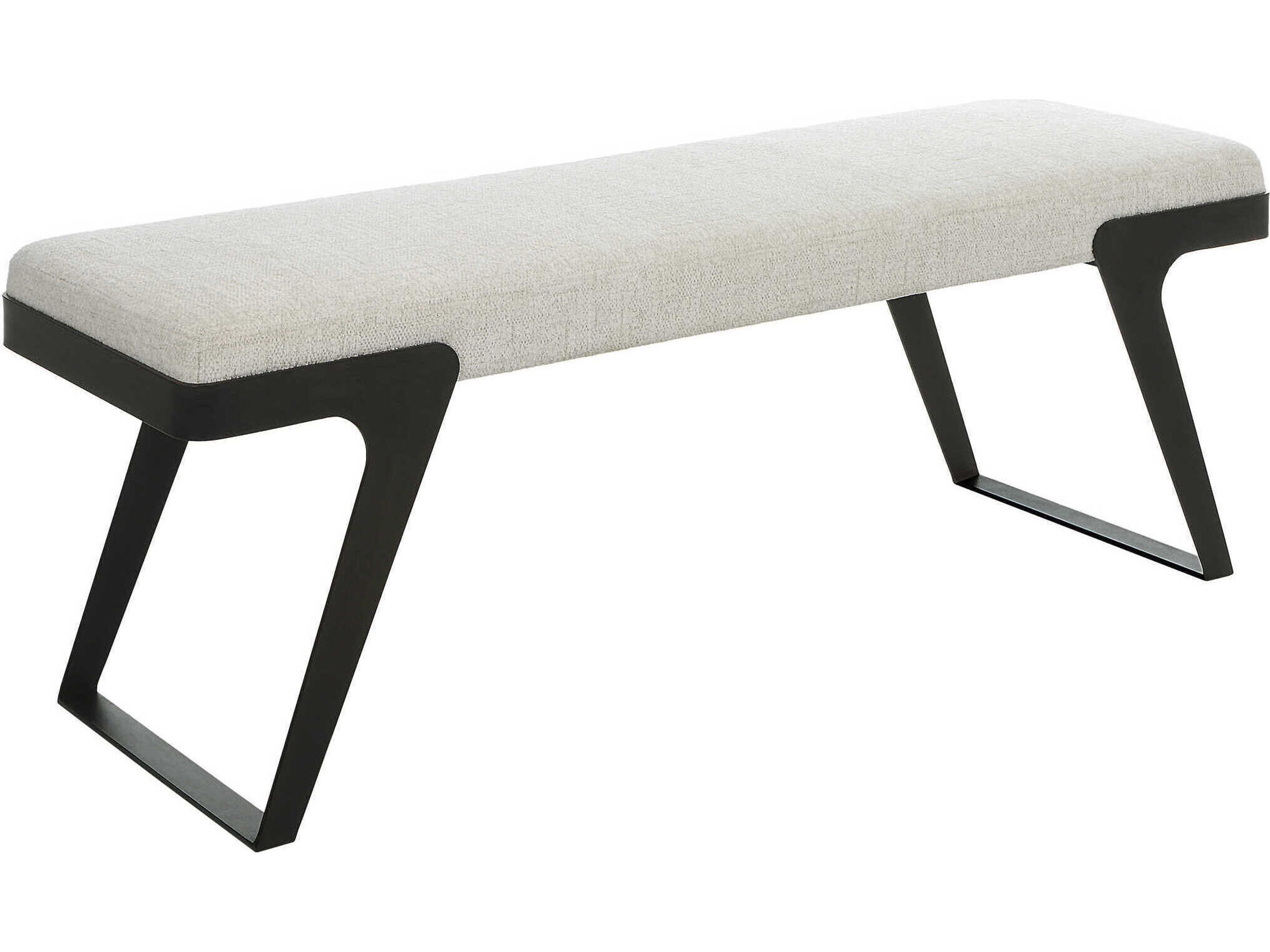Uttermost White Aged Black Upholstered Accent Bench