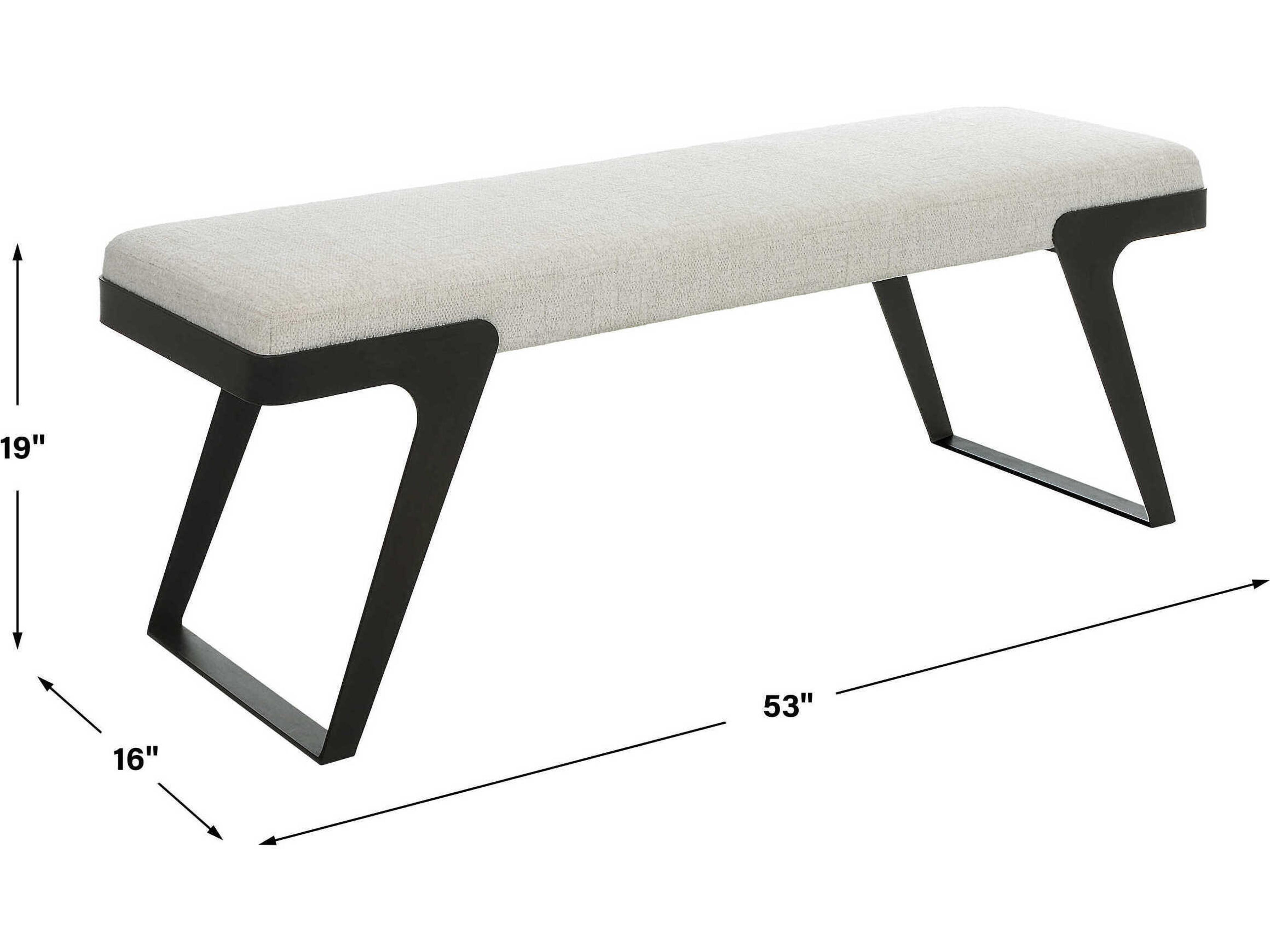 Uttermost White Aged Black Upholstered Accent Bench