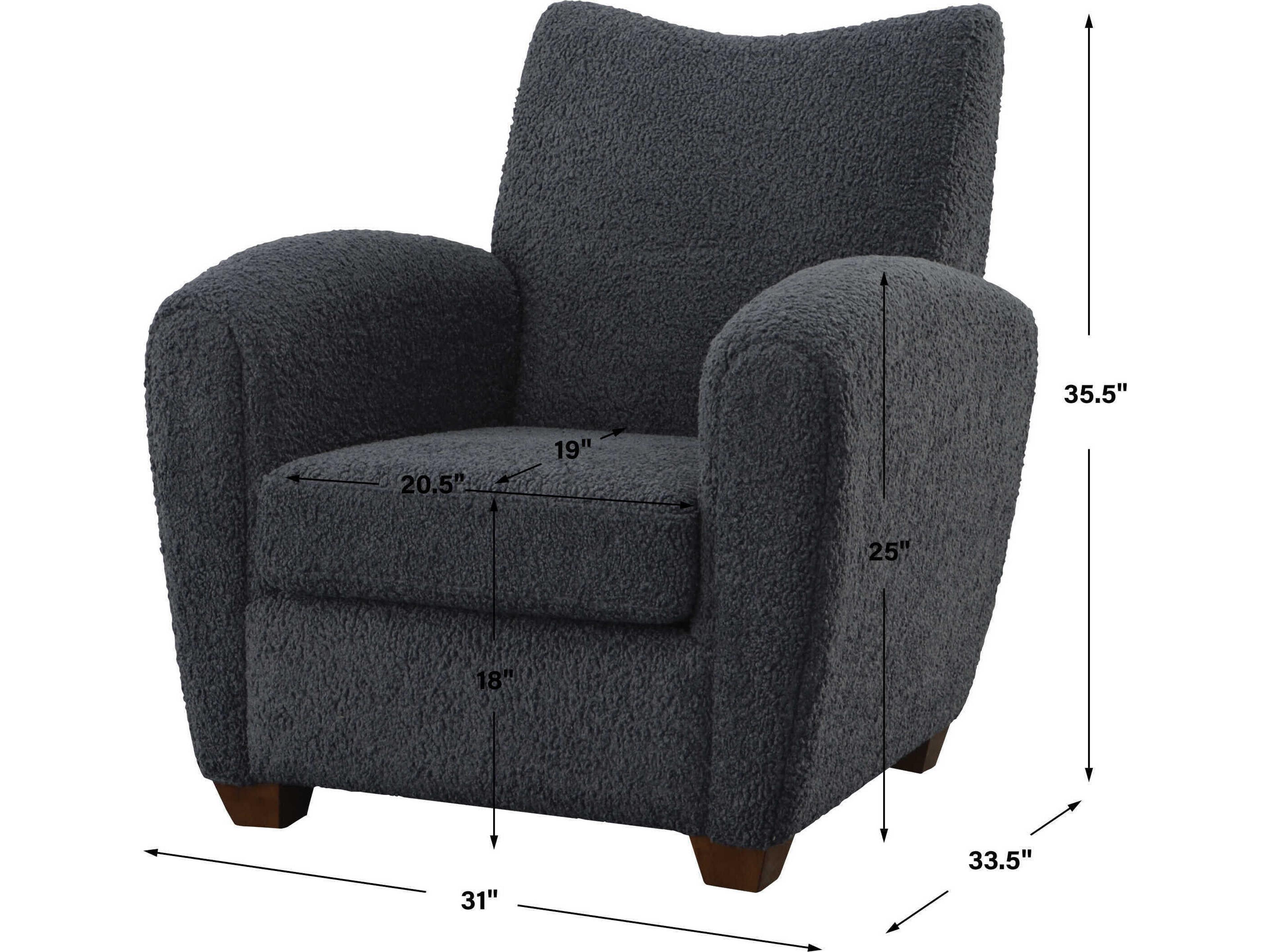 Uttermost Teddy Slate Grey Fabric Accent Chair