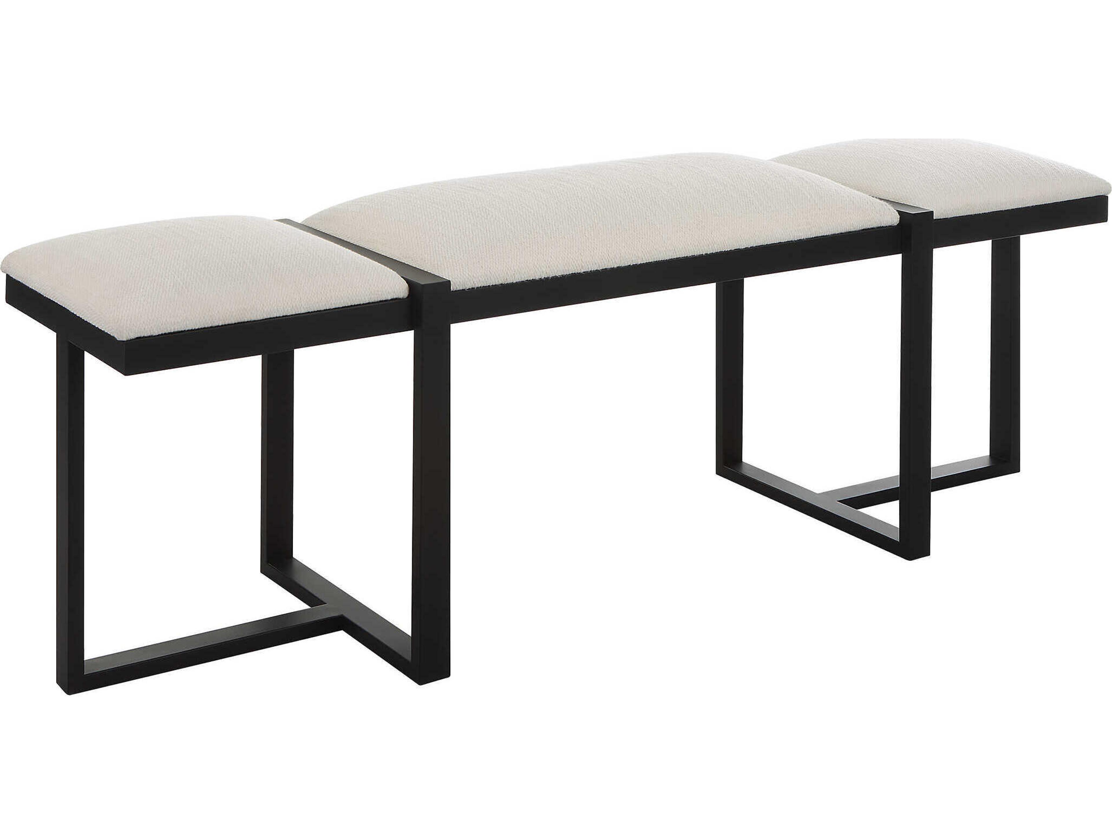 White Black Upholstered Accent Bench